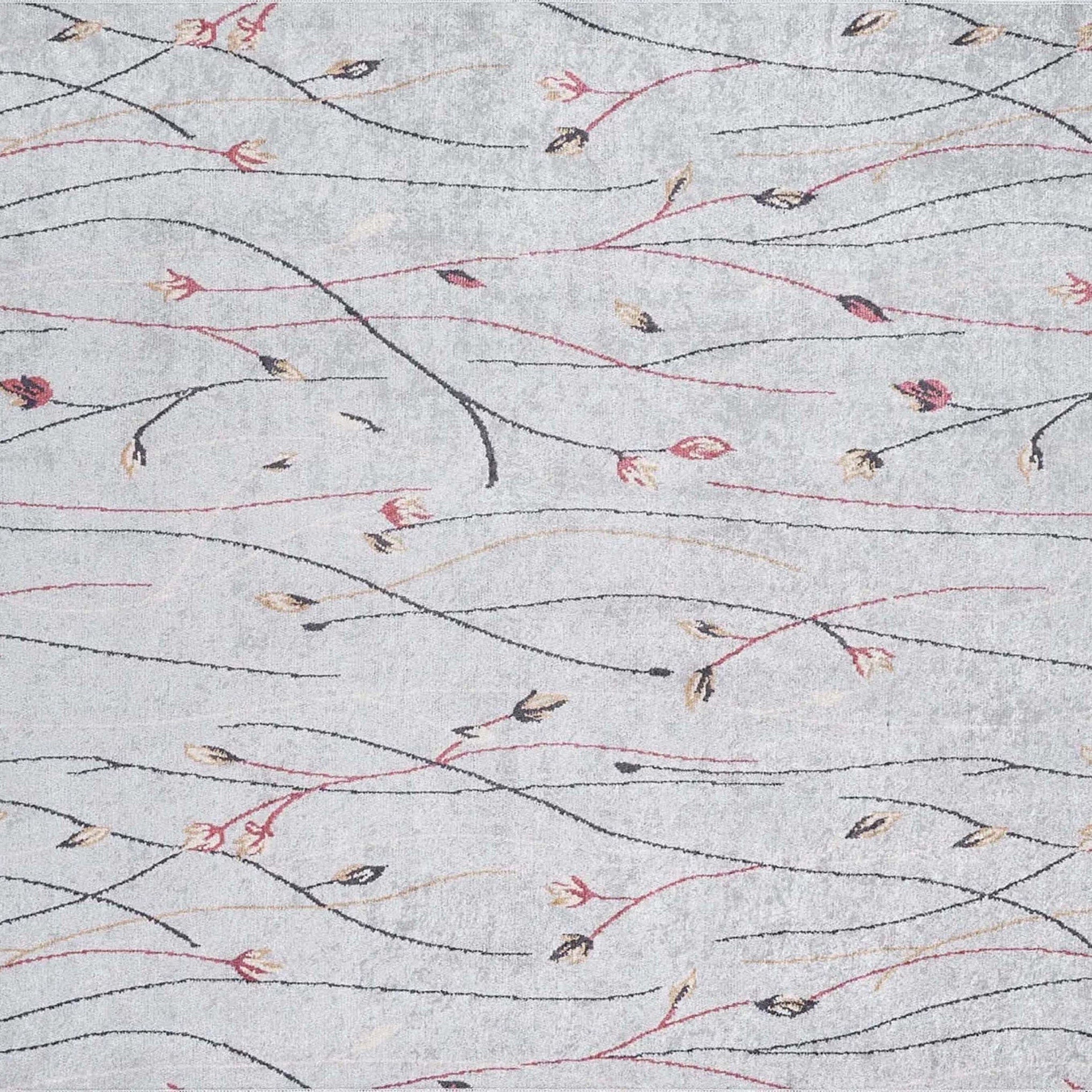 Diara Neutral Gray Minimalist Flower Design Gray Rug