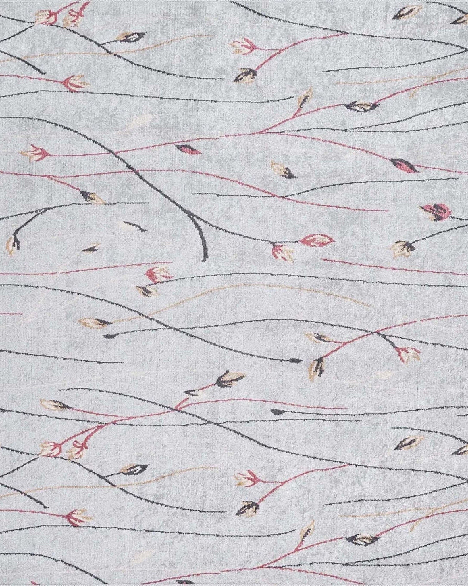 Diara Neutral Gray Minimalist Flower Design Gray Rug