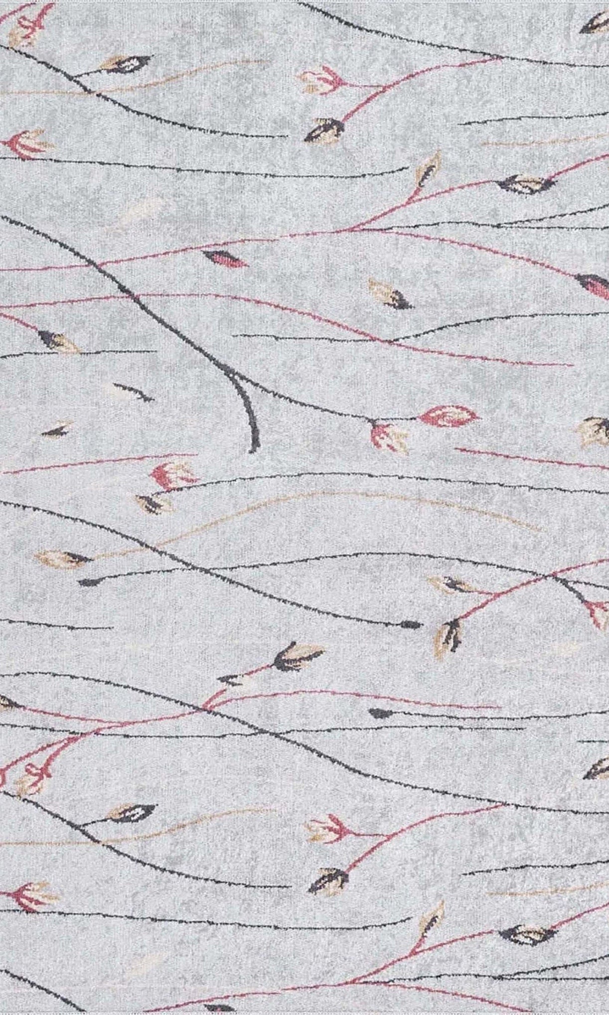 Diara Neutral Gray Minimalist Flower Design Gray Rug