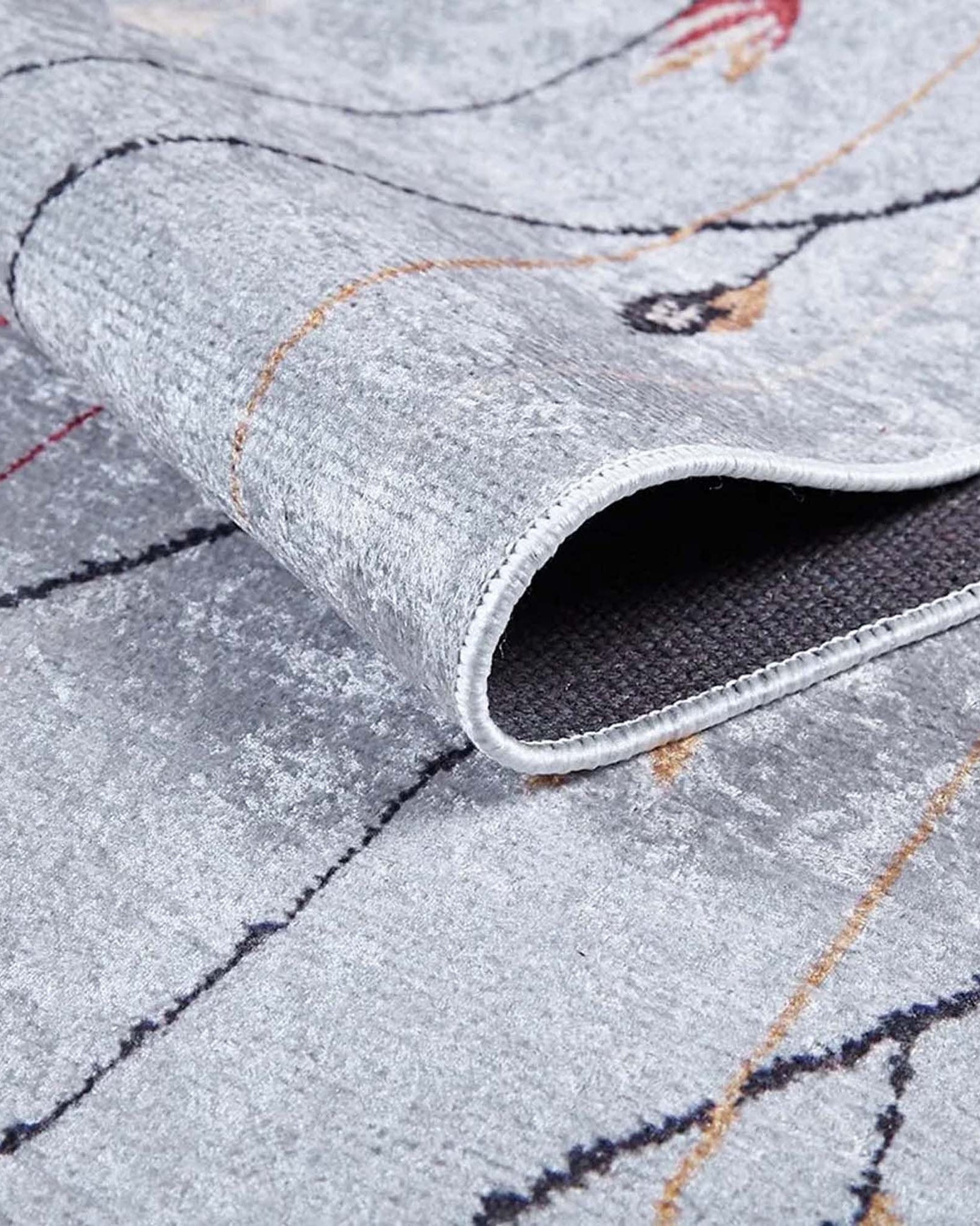 Diara Neutral Gray Minimalist Flower Design Gray Rug