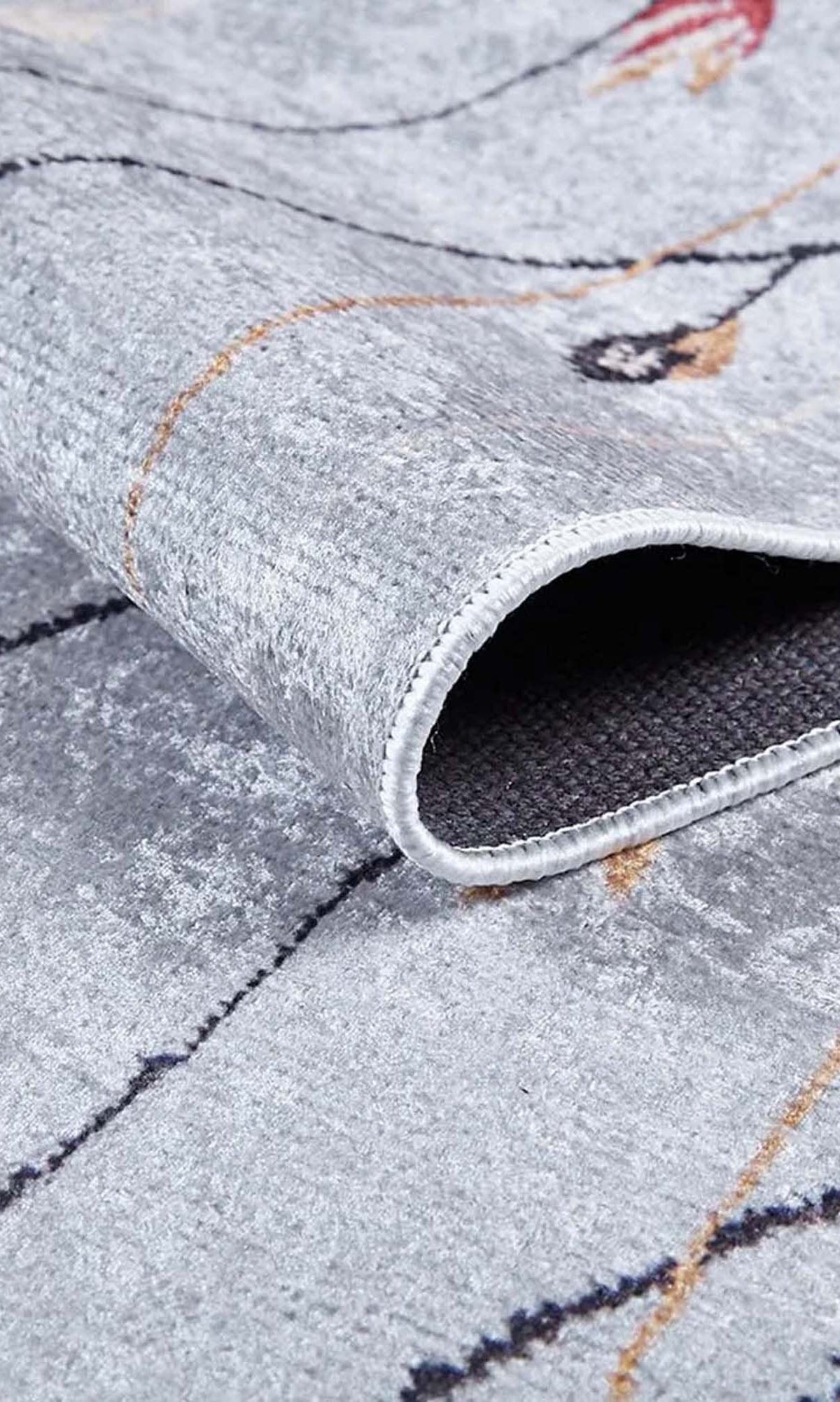 Diara Neutral Gray Minimalist Flower Design Gray Rug