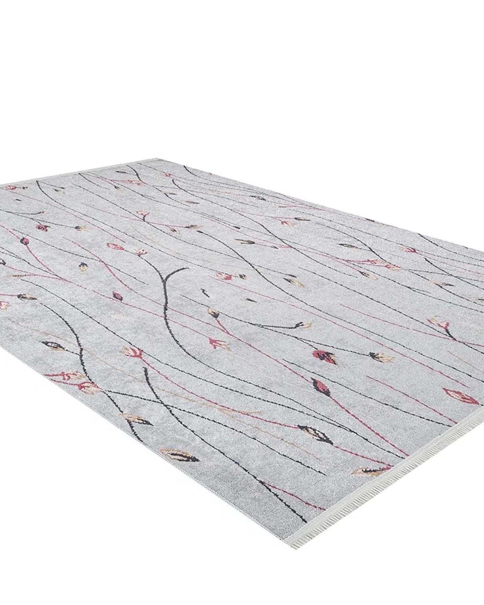 Diara Neutral Gray Minimalist Flower Design Gray Rug