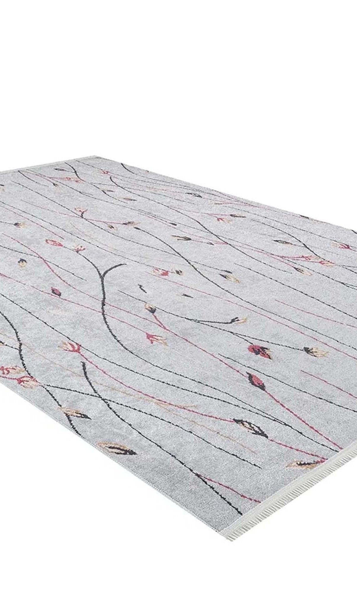 Diara Neutral Gray Minimalist Flower Design Gray Rug