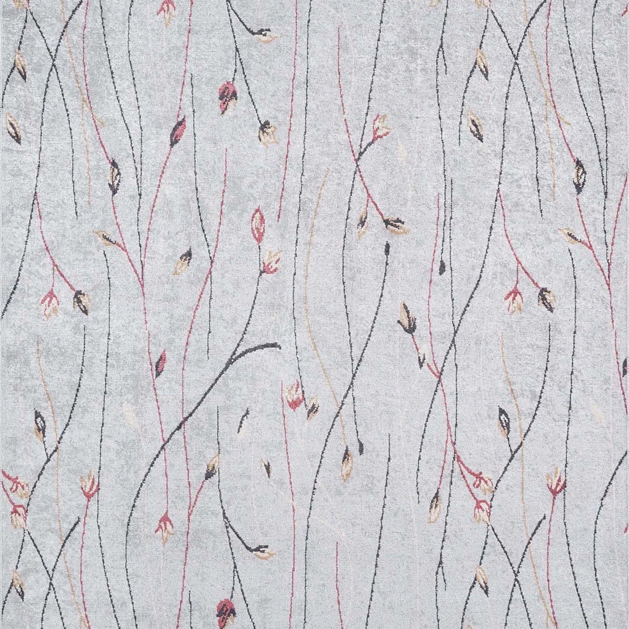 Diara Neutral Gray Minimalist Flower Design Gray Rug