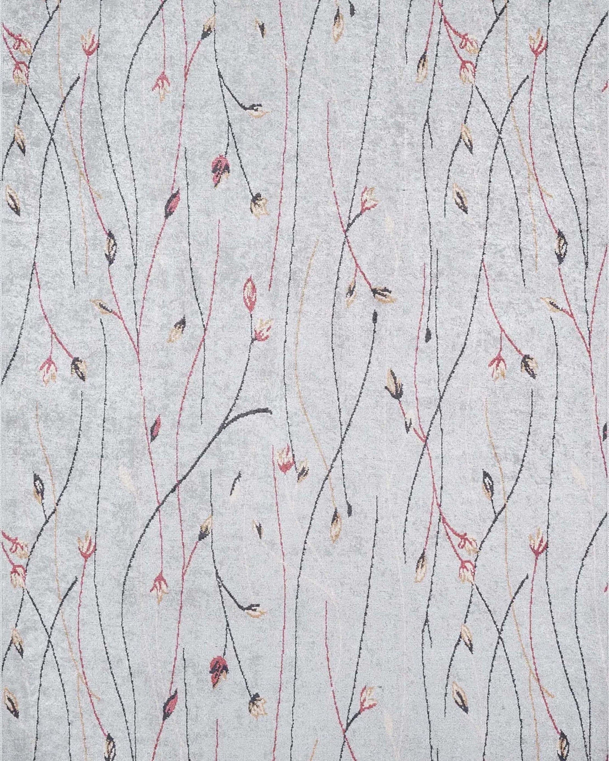 Diara Neutral Gray Minimalist Flower Design Gray Rug