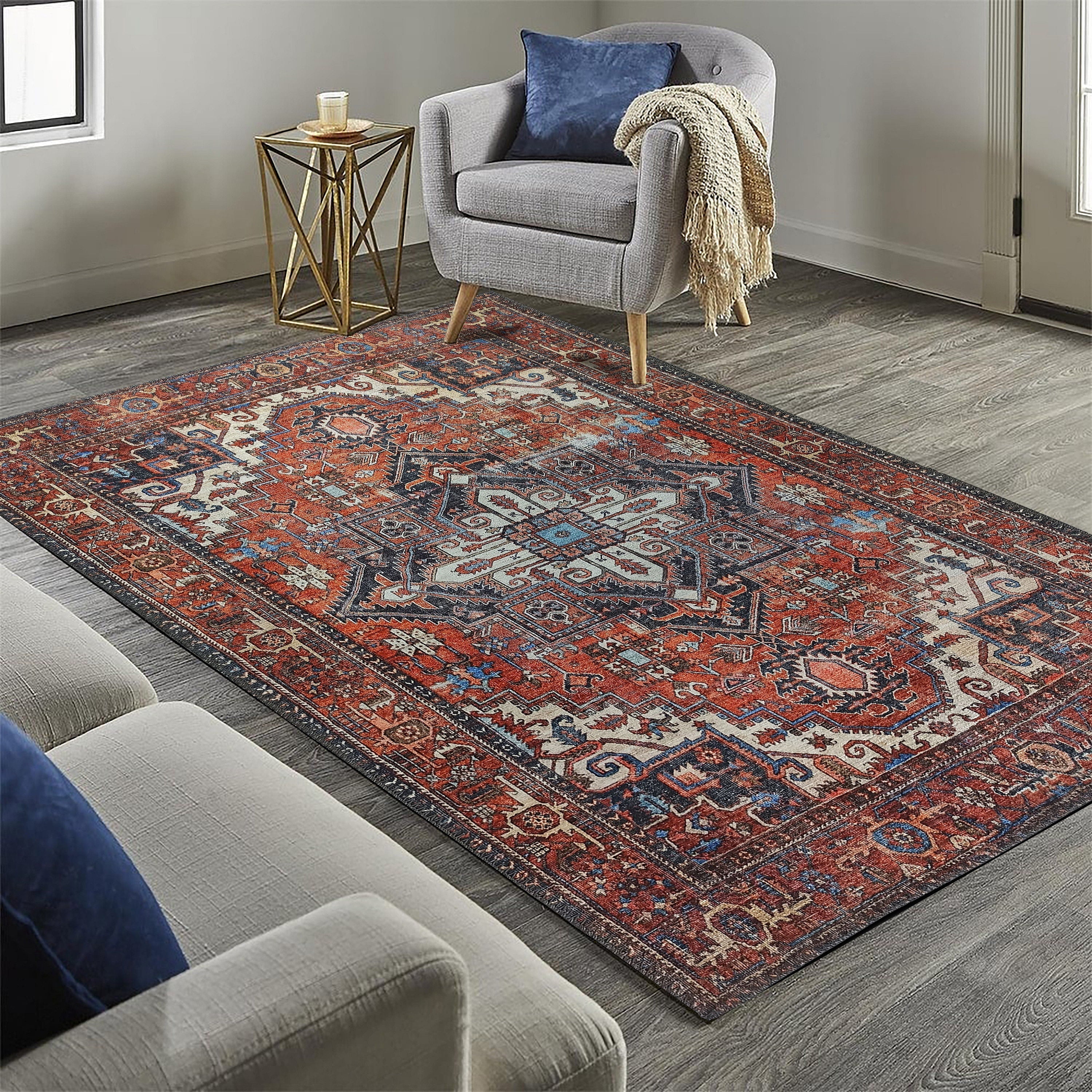 Diva Turkish Red Blue Gray Rug