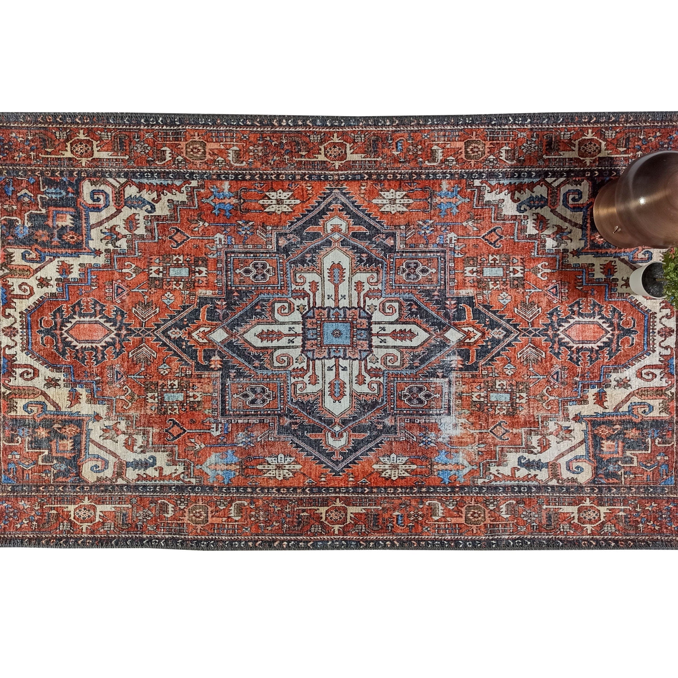 Diva Turkish Red Blue Gray Rug