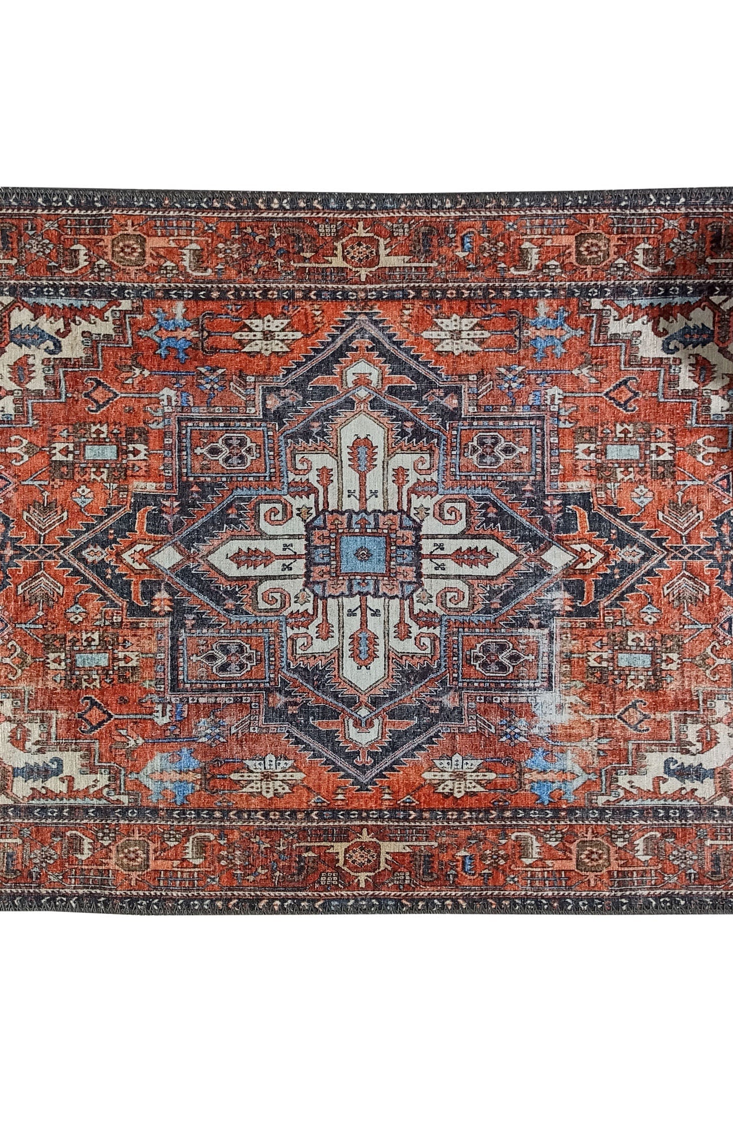 Diva Turkish Red Blue Gray Rug