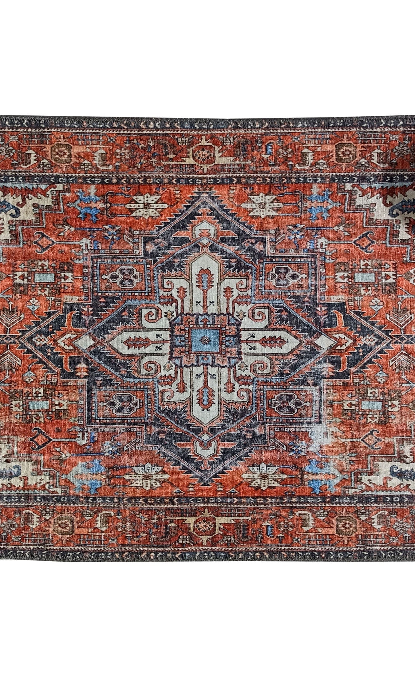Diva Turkish Red Blue Gray Rug
