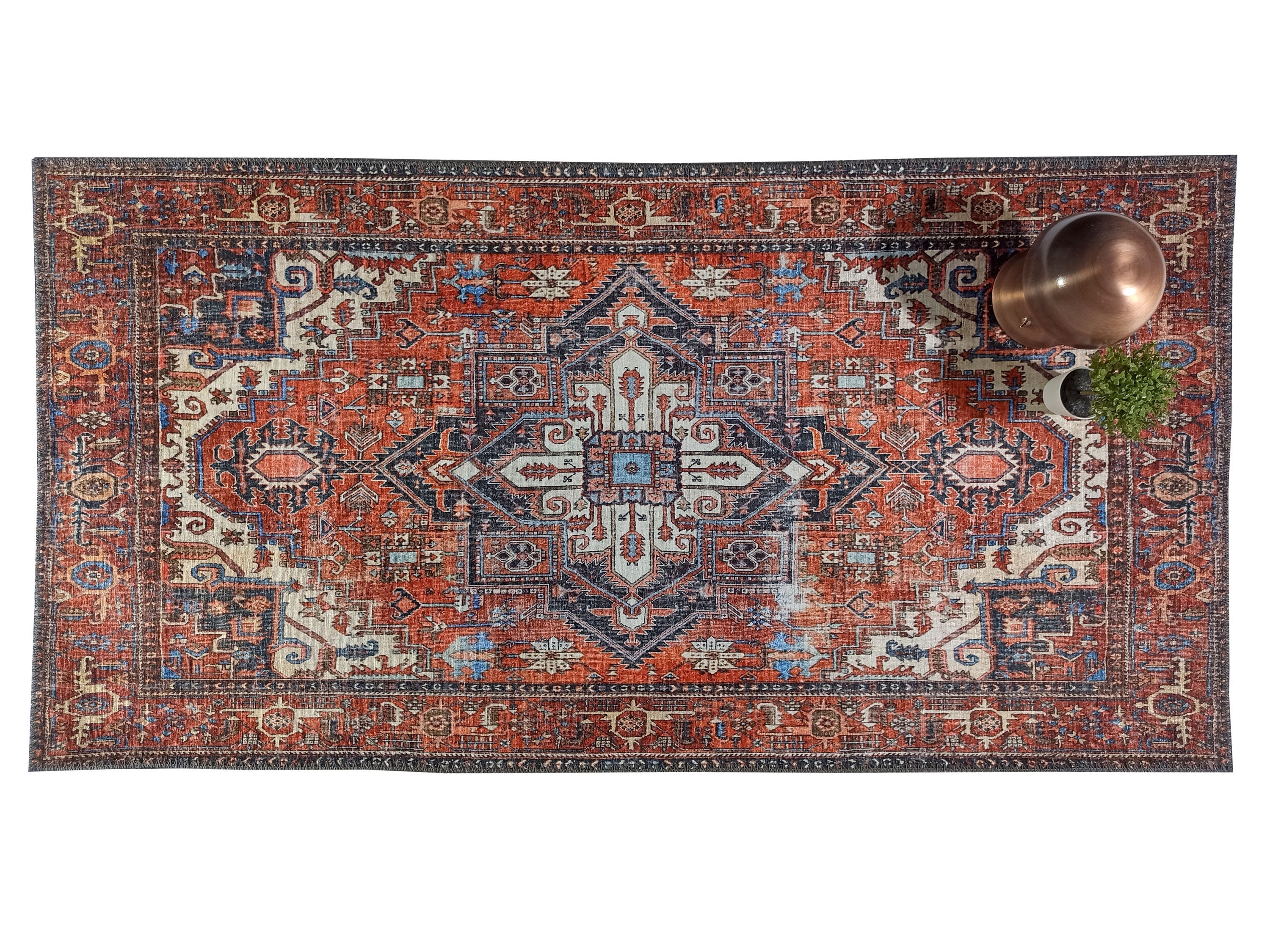 Diva Turkish Red Blue Gray Rug