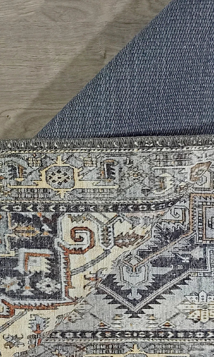 Diva Turkish Red Blue Gray Rug