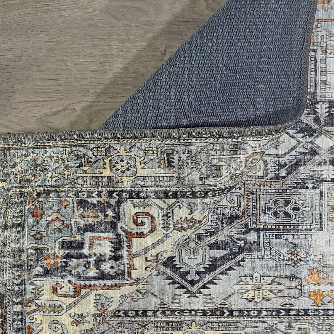 Diva Turkish Red Blue Gray Rug