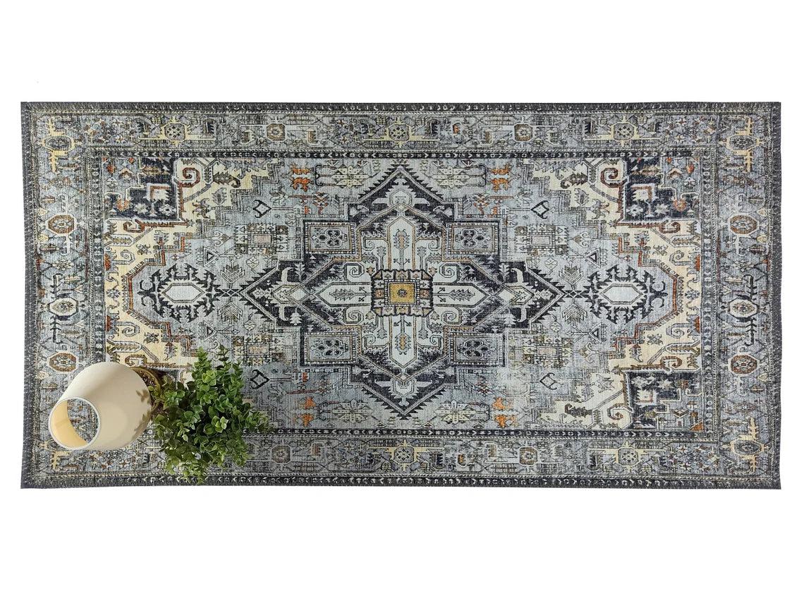 Diva Turkish Red Blue Gray Rug