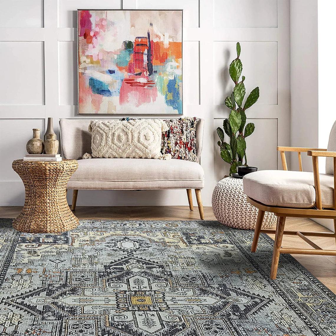 Diva Turkish Red Blue Gray Rug