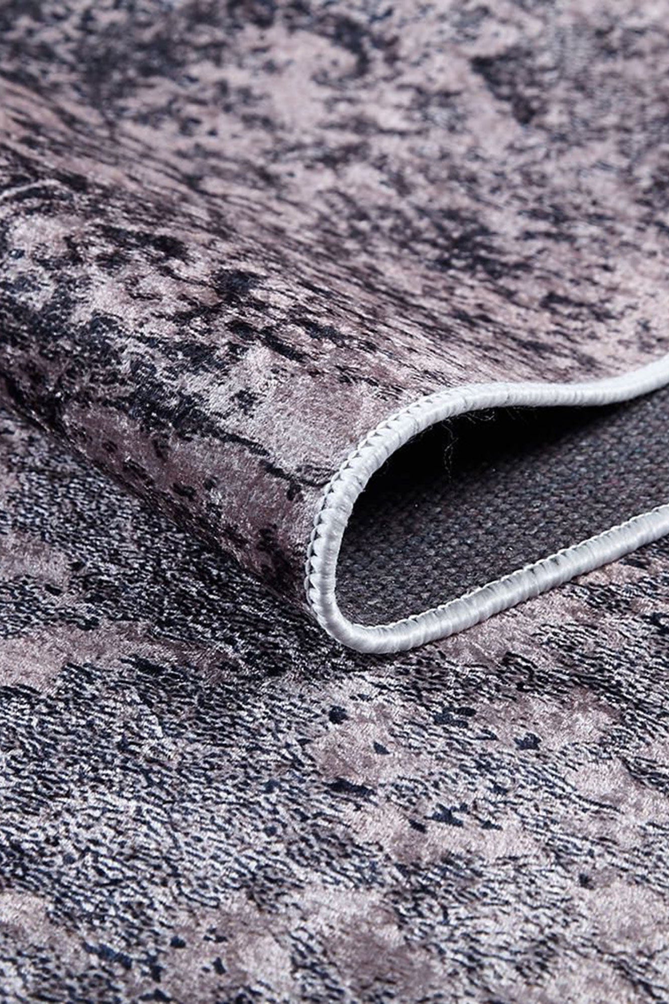 Ece Distressed Black Muted Pink Blush Rug