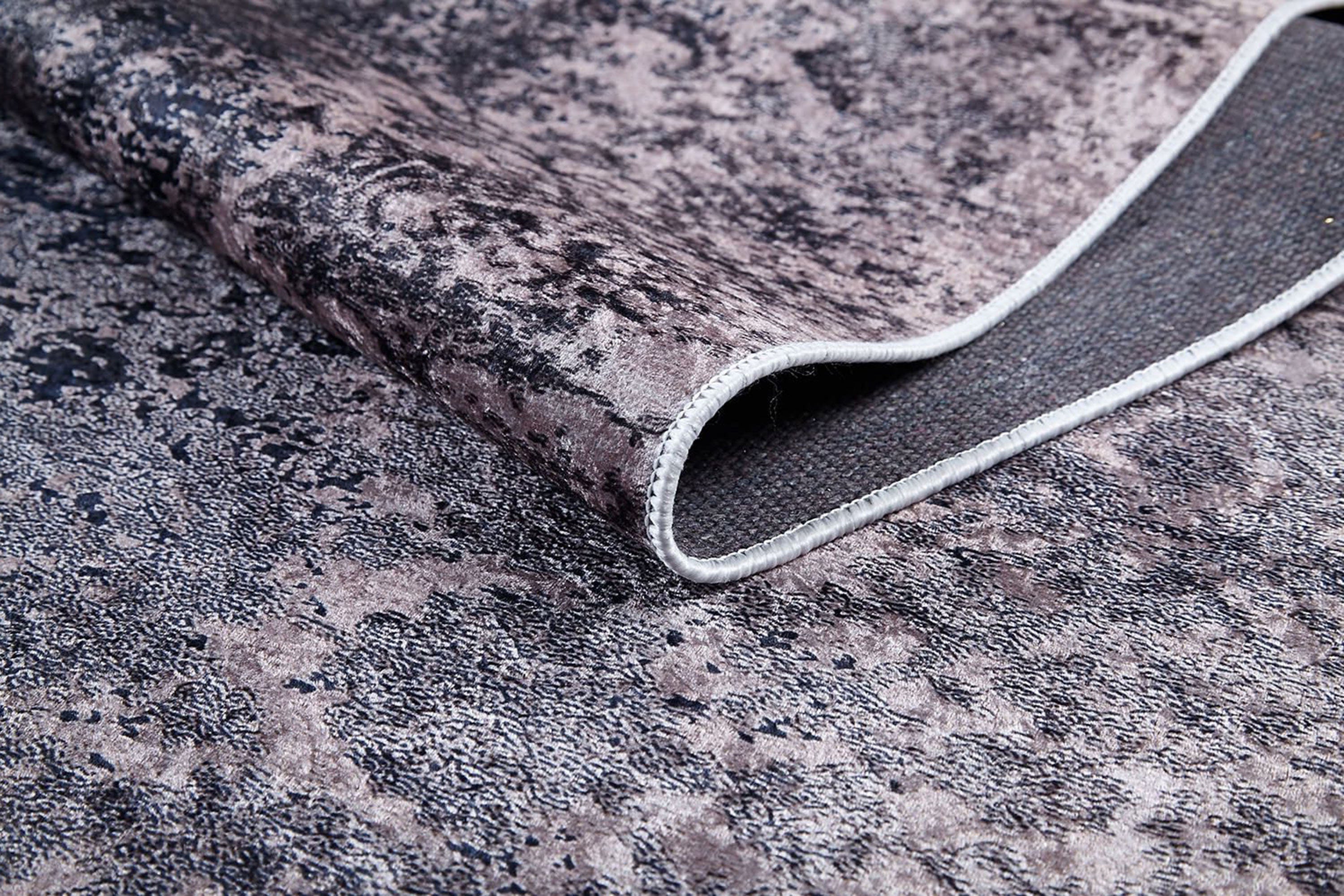 Ece Distressed Black Muted Pink Blush Rug