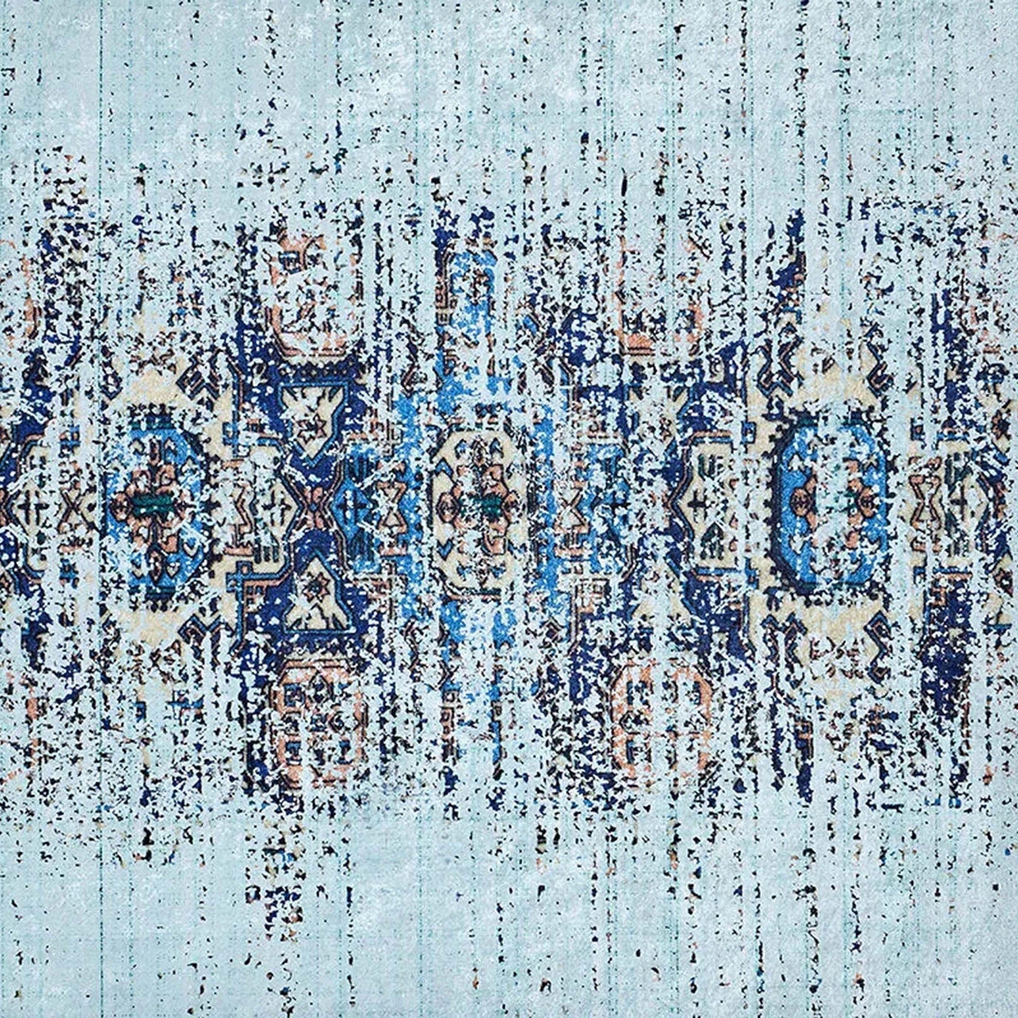 Efet Distressed Blue Turkish Rug