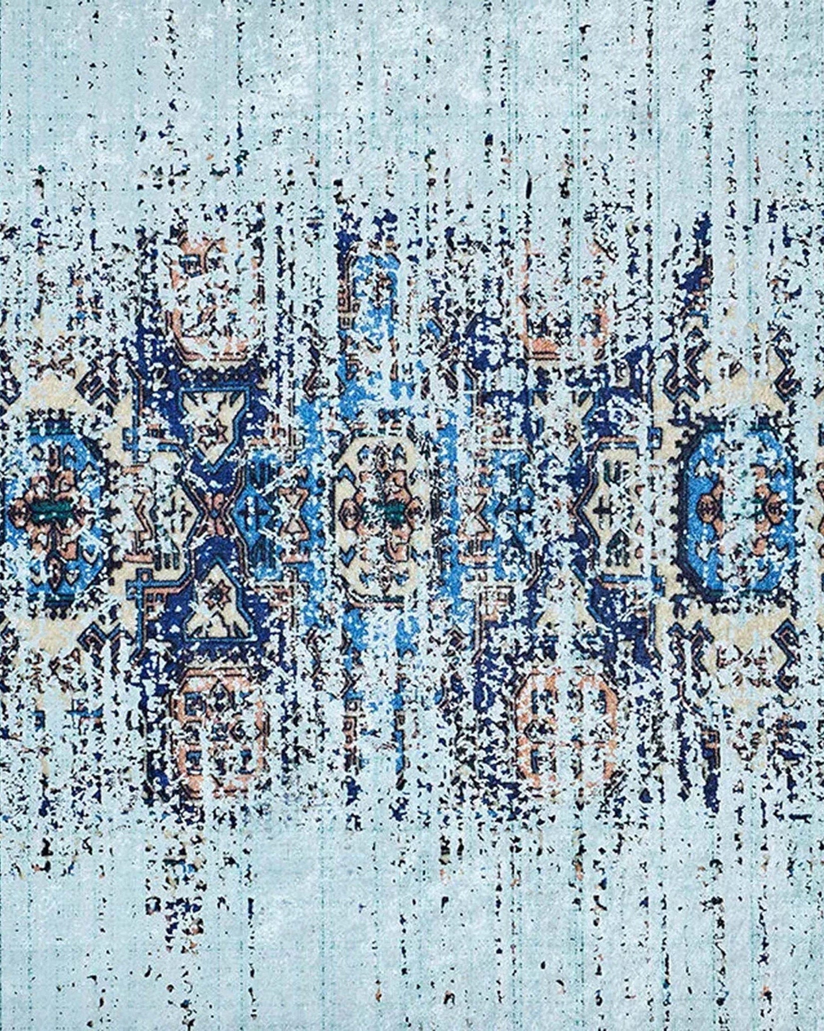 Efet Distressed Blue Turkish Rug