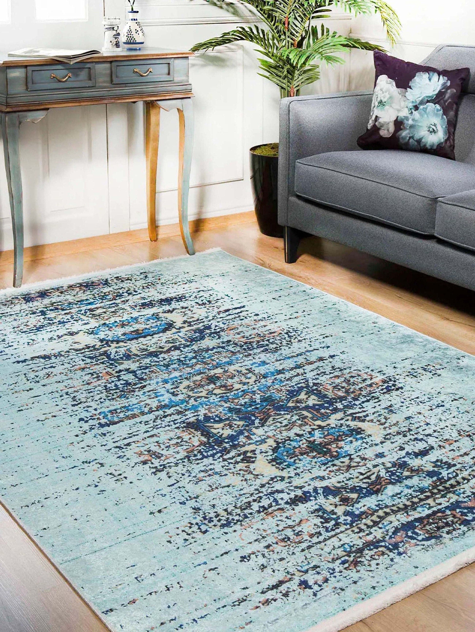 Efet Distressed Blue Turkish Rug