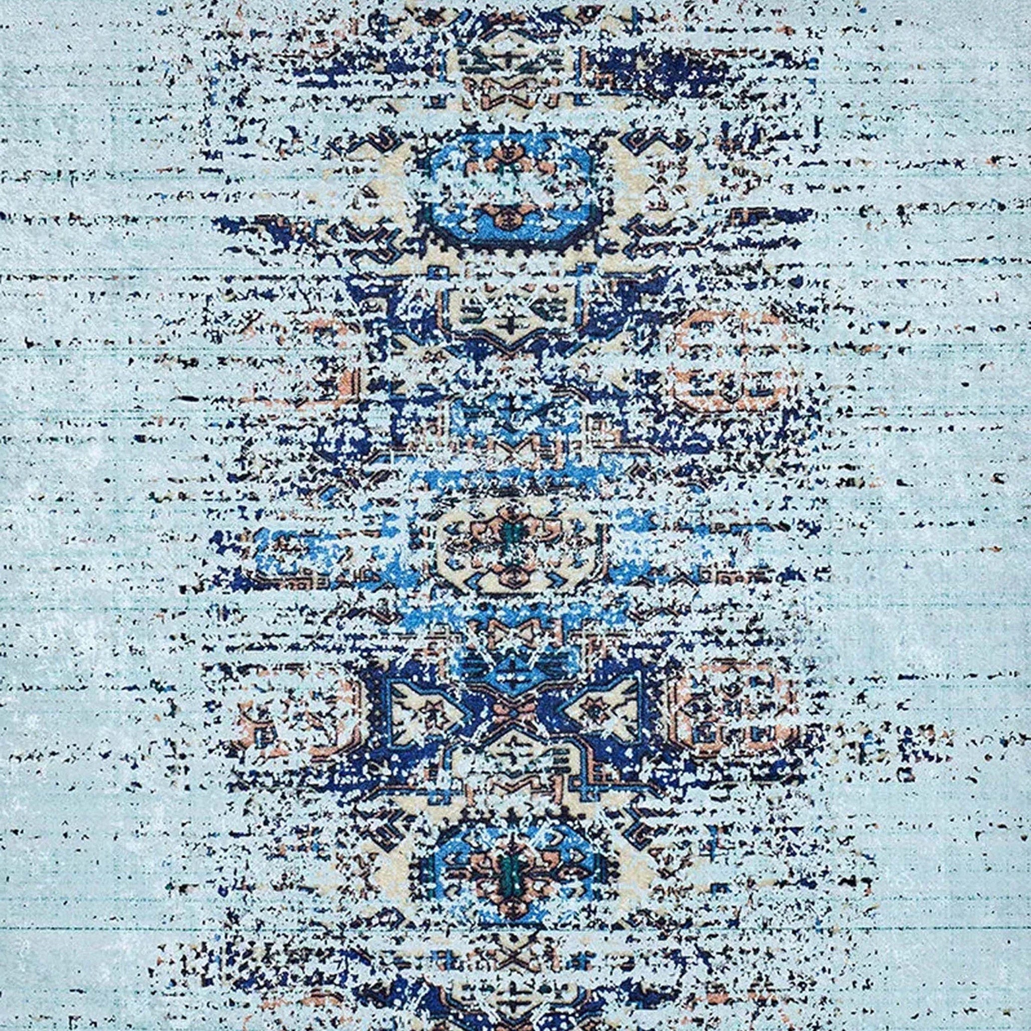 Efet Distressed Blue Turkish Rug