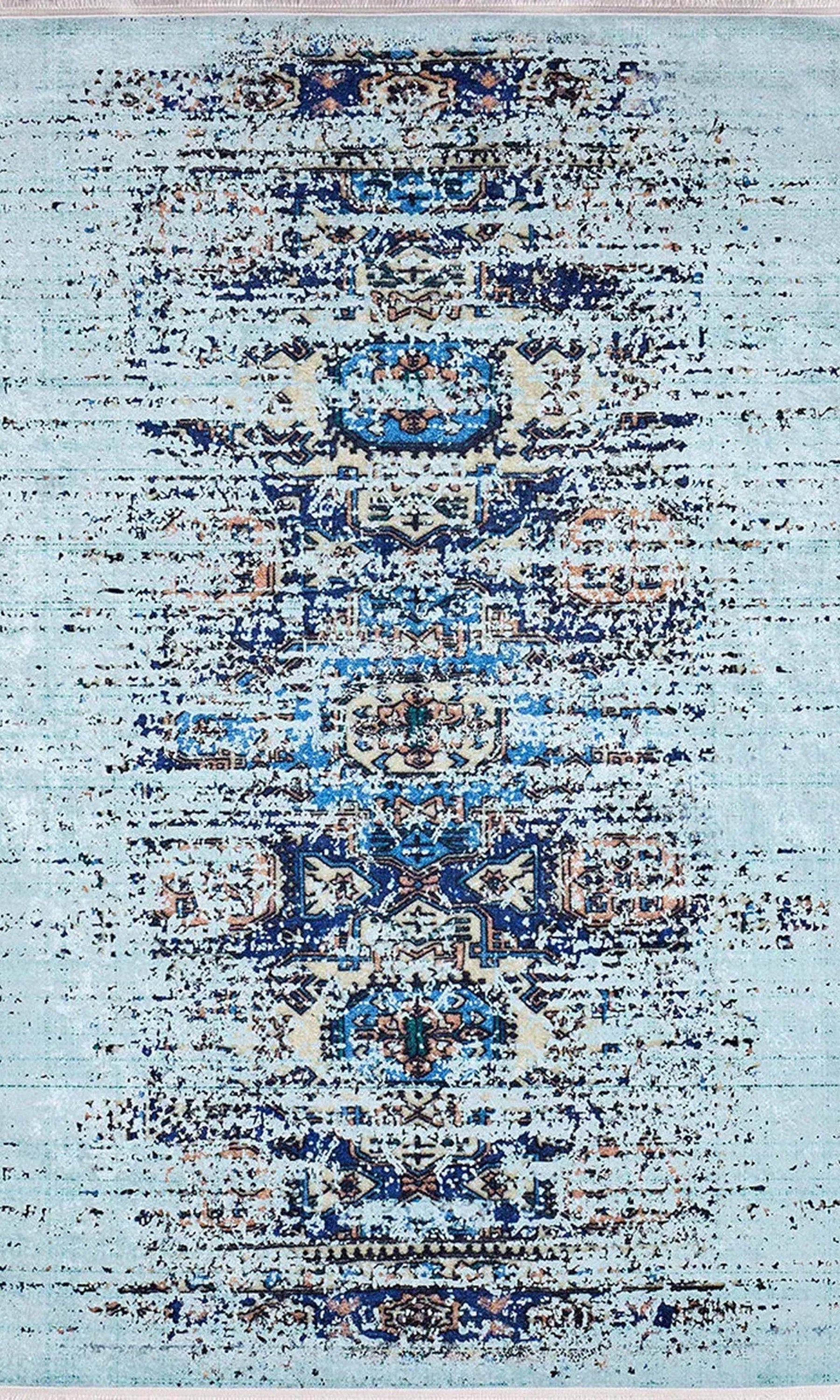 Efet Distressed Blue Turkish Rug