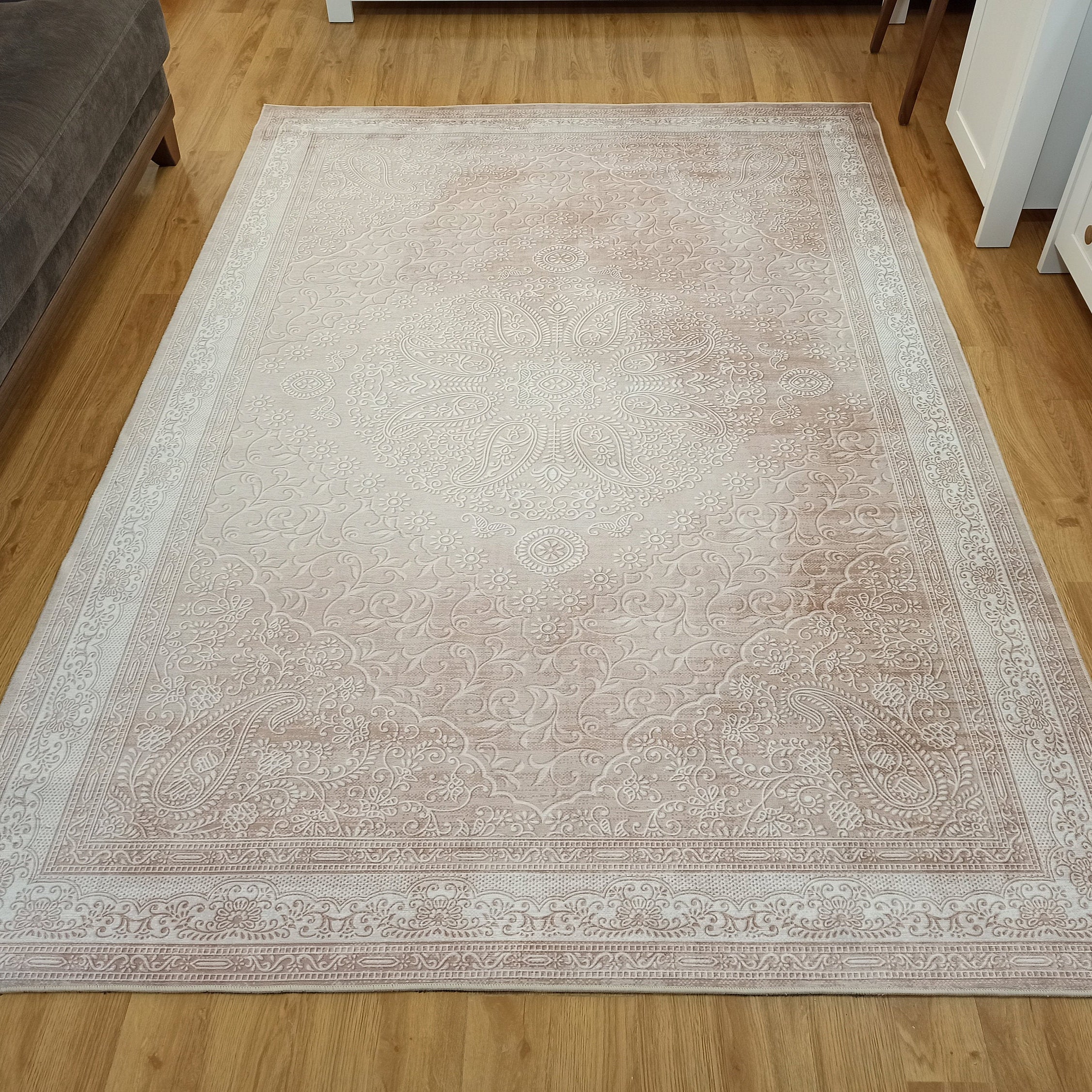 Ela Rug Faded Neutral Beige Vintage Area Rug
