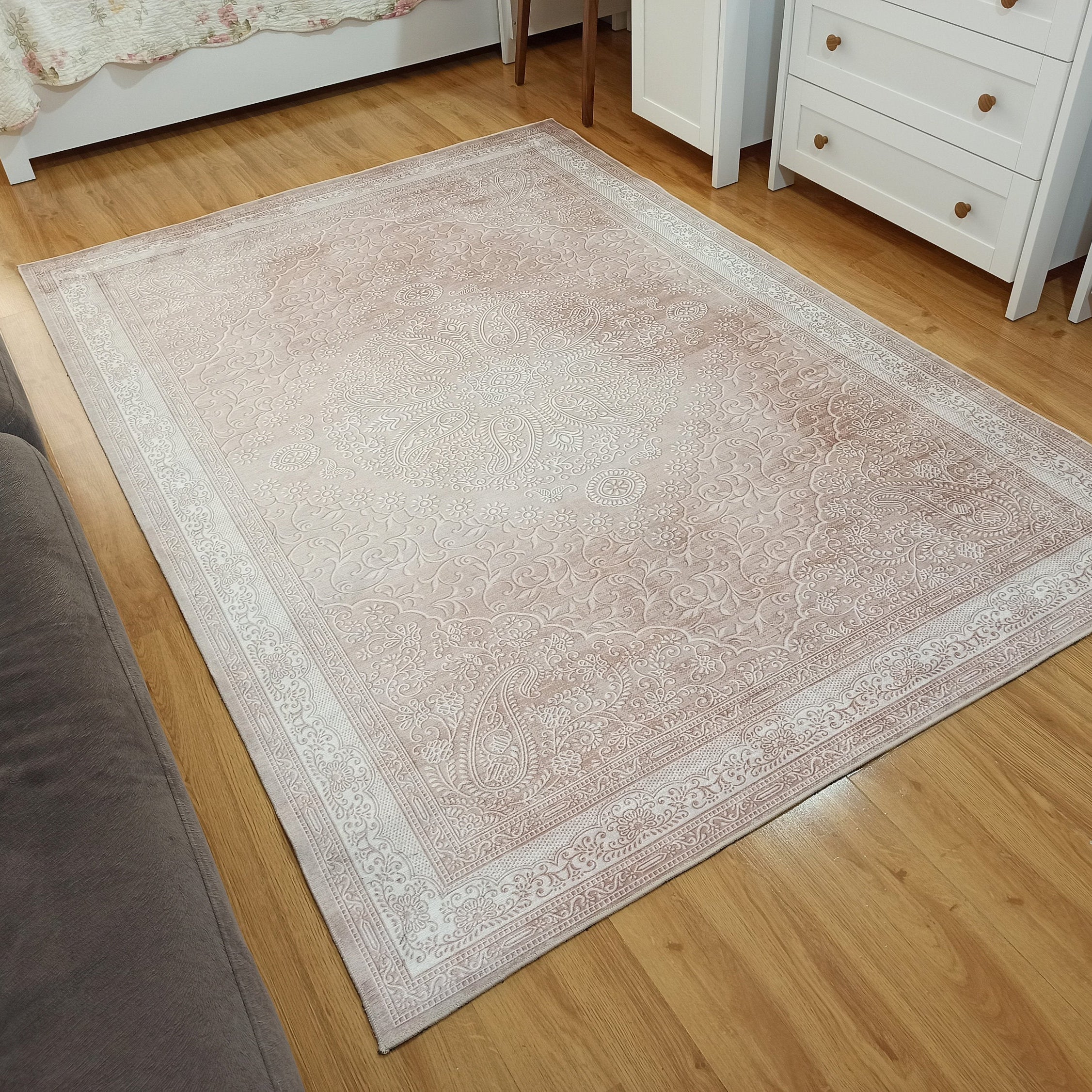 Ela Rug Faded Neutral Beige Vintage Area Rug