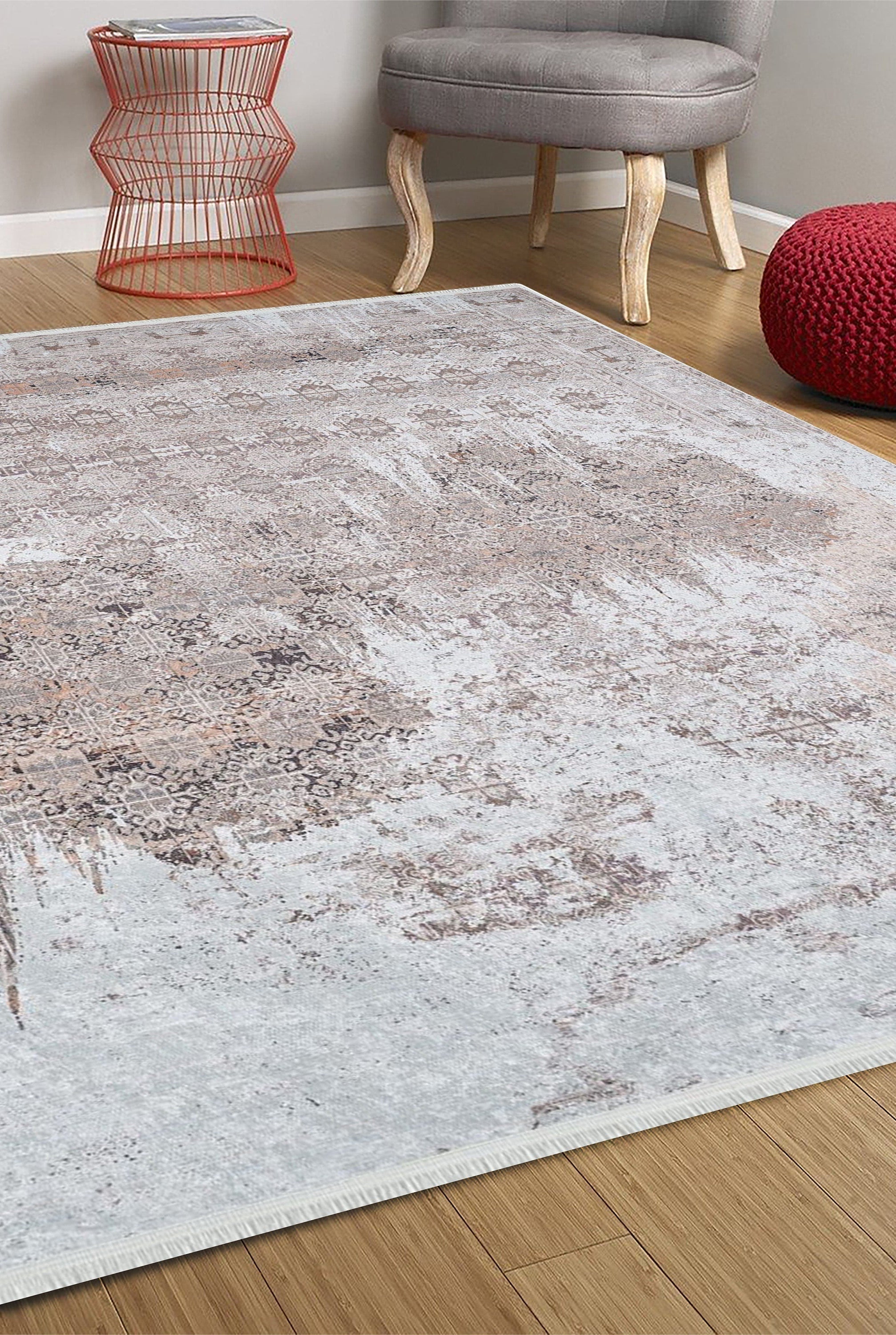 Elia Distressed Turkish Neutral Beige & Blush Rug