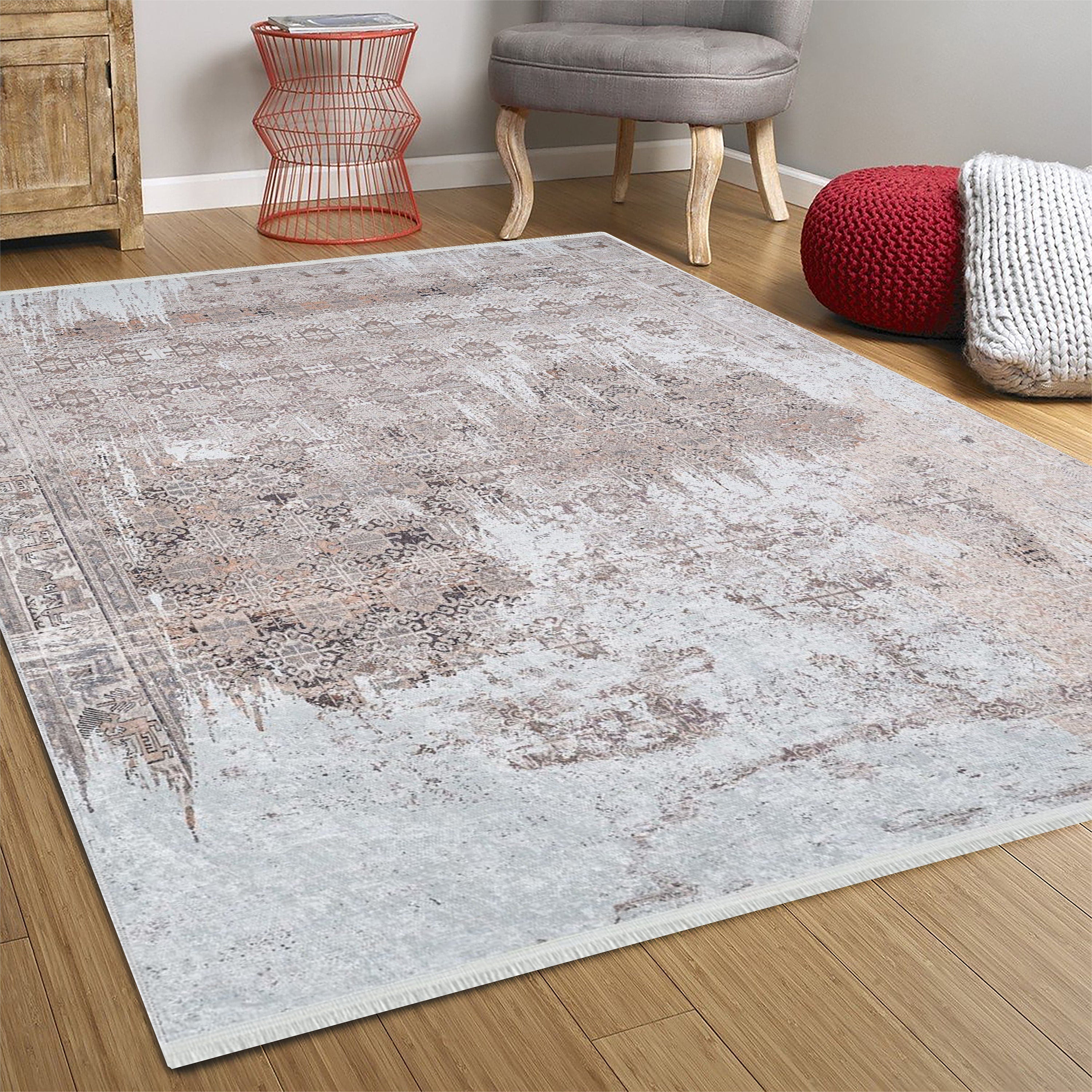 Elia Distressed Turkish Neutral Beige & Blush Rug