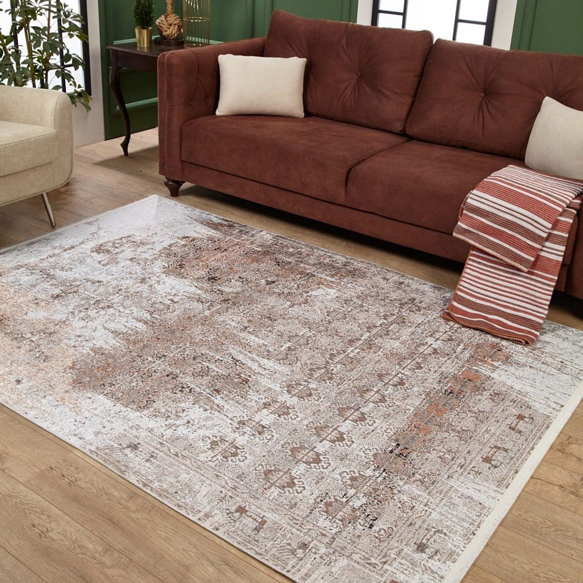 Elia Distressed Turkish Neutral Beige & Blush Rug