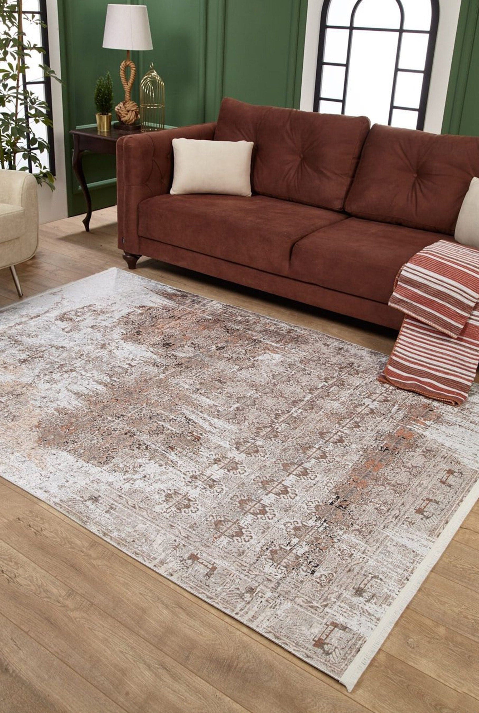 Elia Distressed Turkish Neutral Beige & Blush Rug