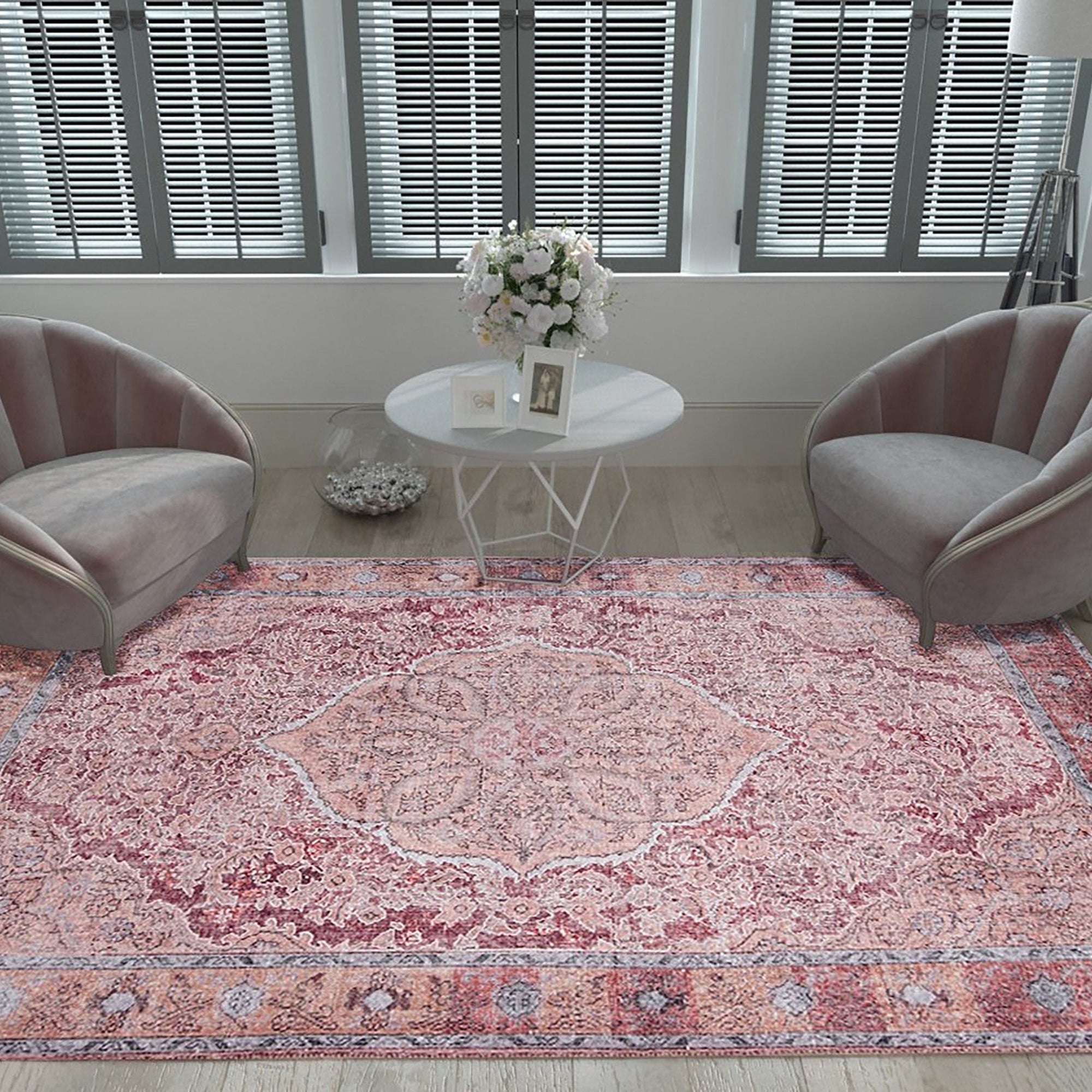 Ella Shabby Chic Oriental Pink Area Rug