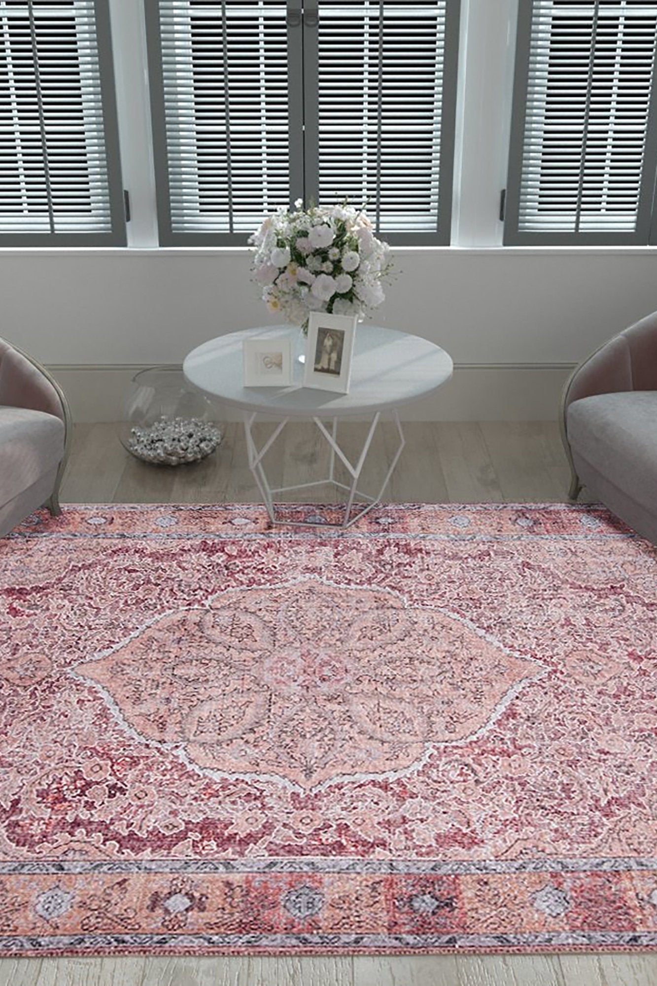 Ella Shabby Chic Oriental Pink Area Rug