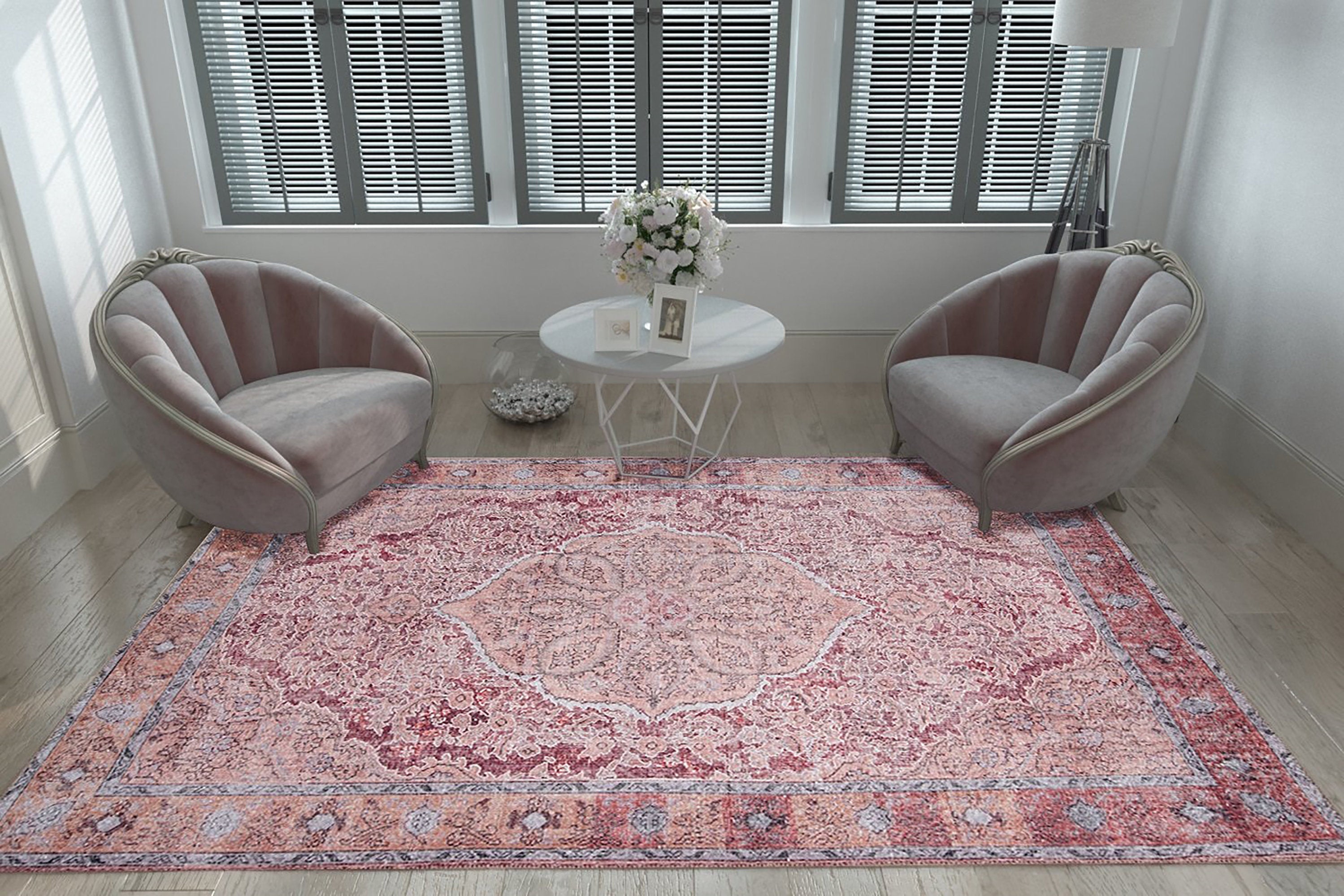 Ella Shabby Chic Oriental Pink Area Rug
