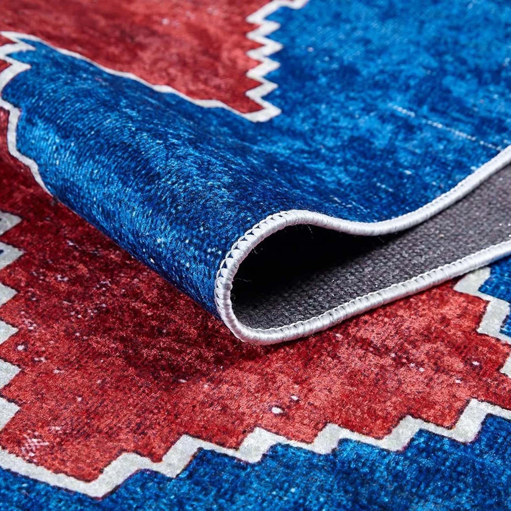 Elma Turkish Kilim Flatweave Red Blue Rug