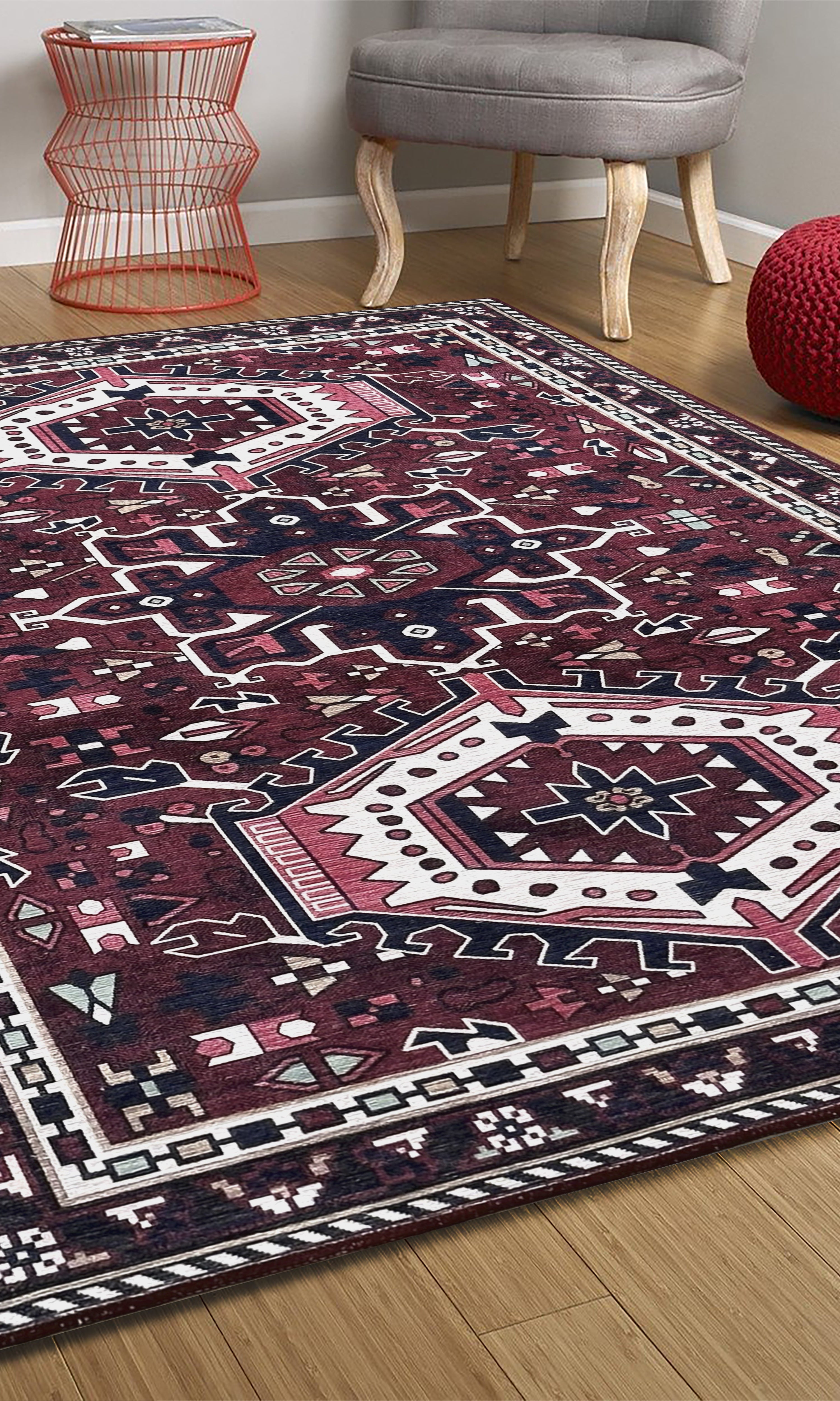 Elodie Red Burgundy Heriz Persian Rug