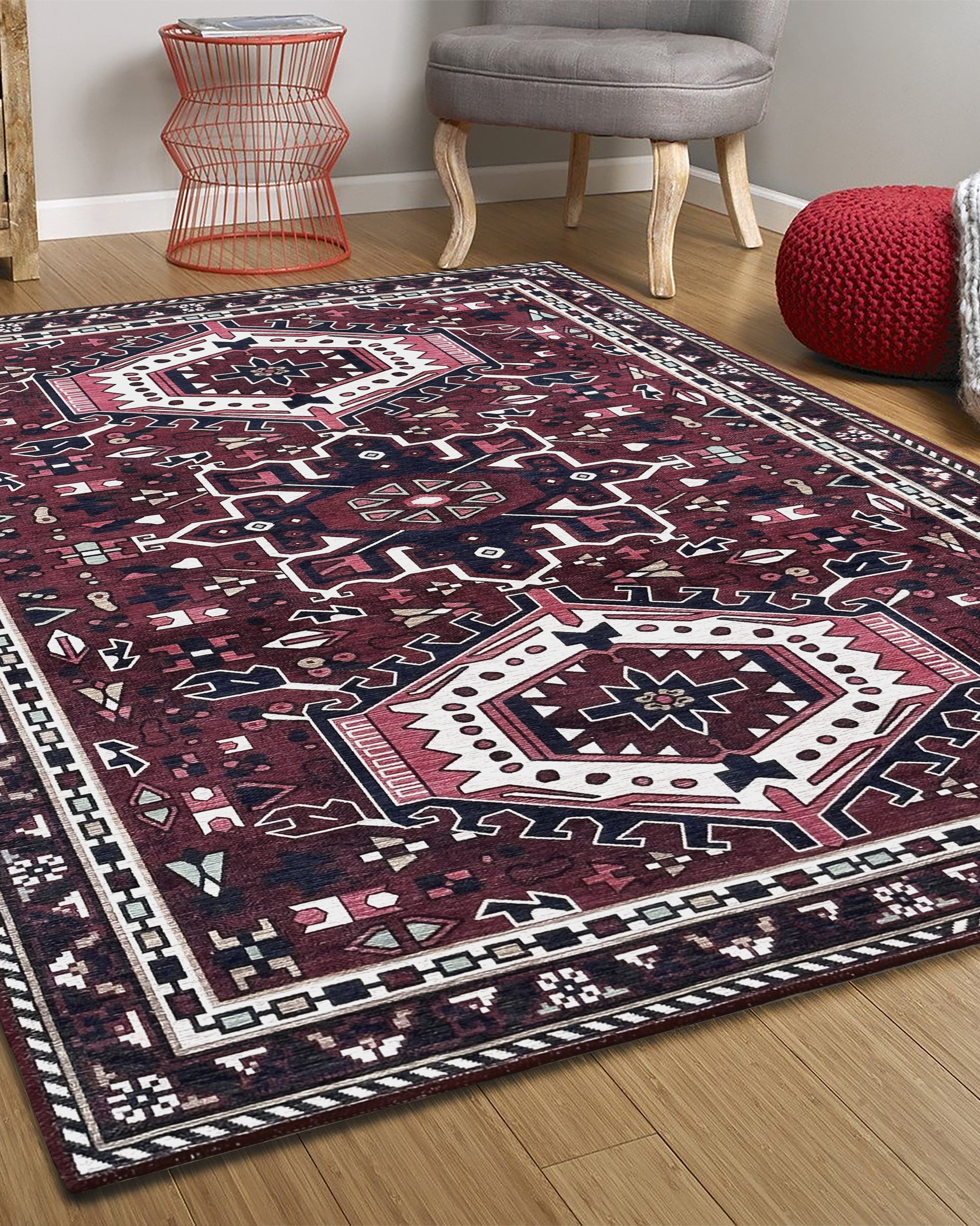 Elodie Red Burgundy Heriz Persian Rug