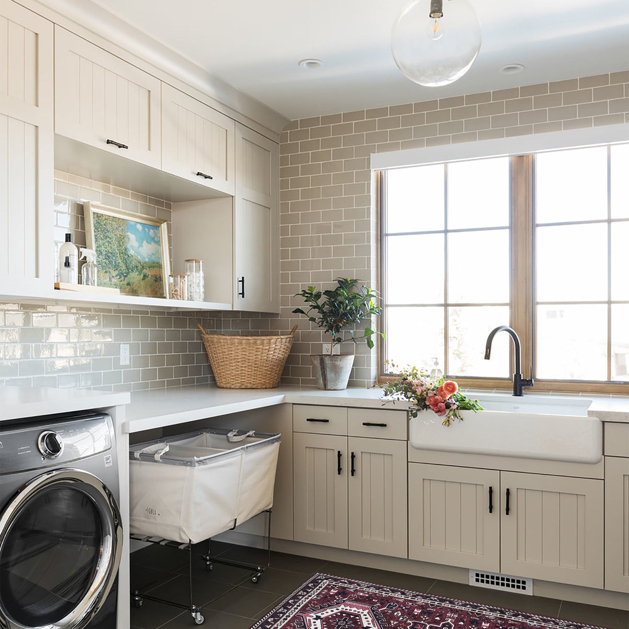 Elodie Red Burgundy Heriz Persian Rug