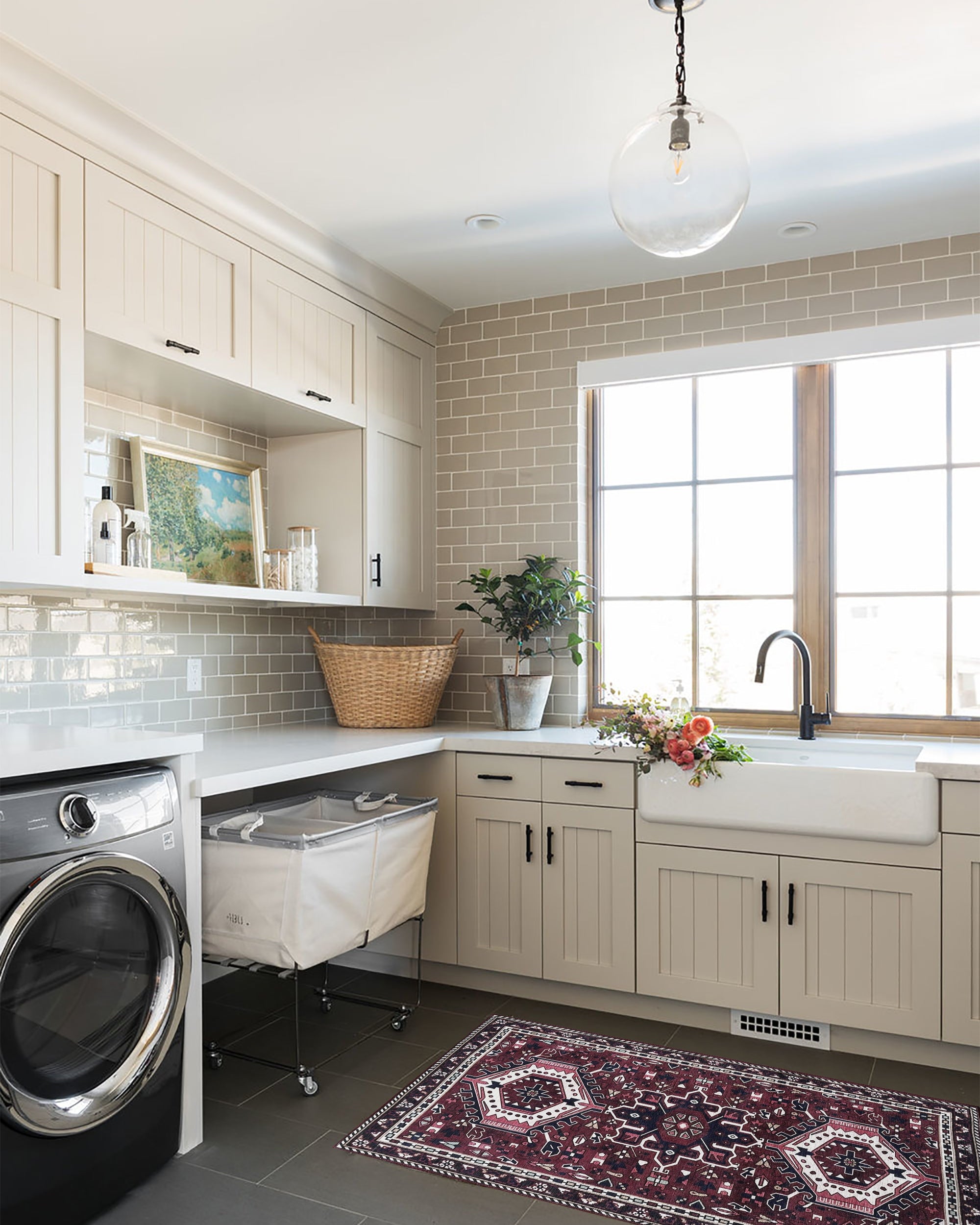 Elodie Red Burgundy Heriz Persian Rug