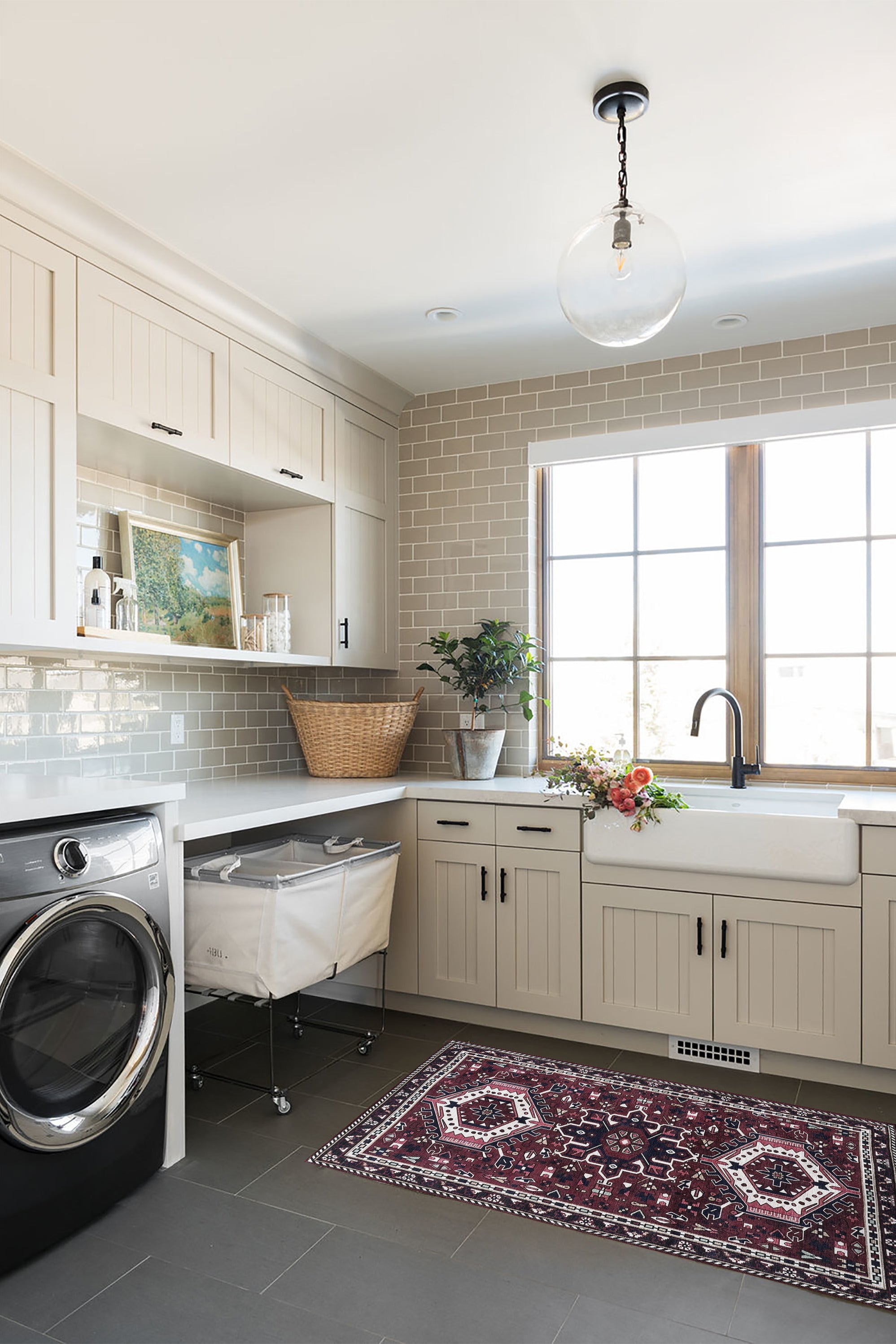 Elodie Red Burgundy Heriz Persian Rug