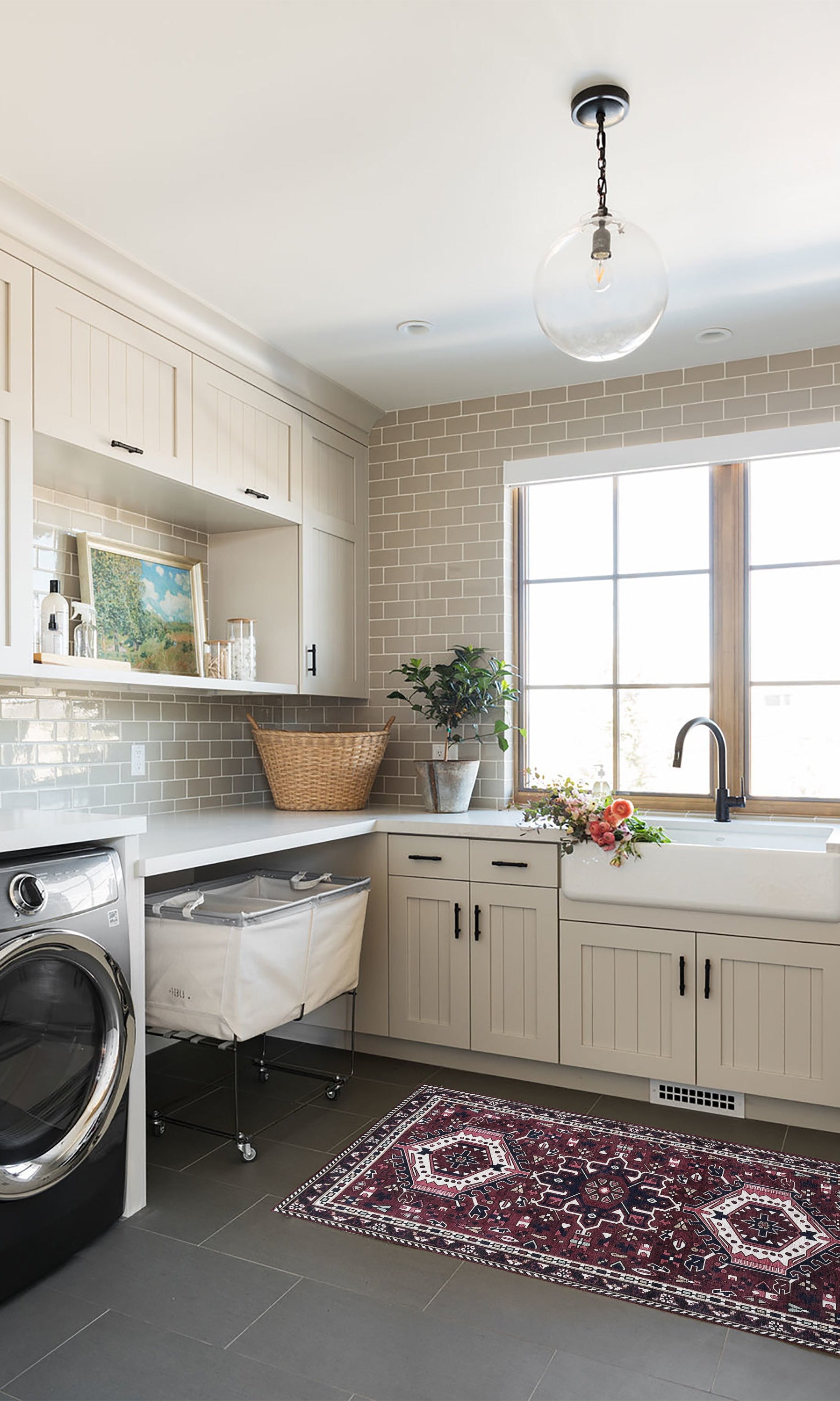 Elodie Red Burgundy Heriz Persian Rug