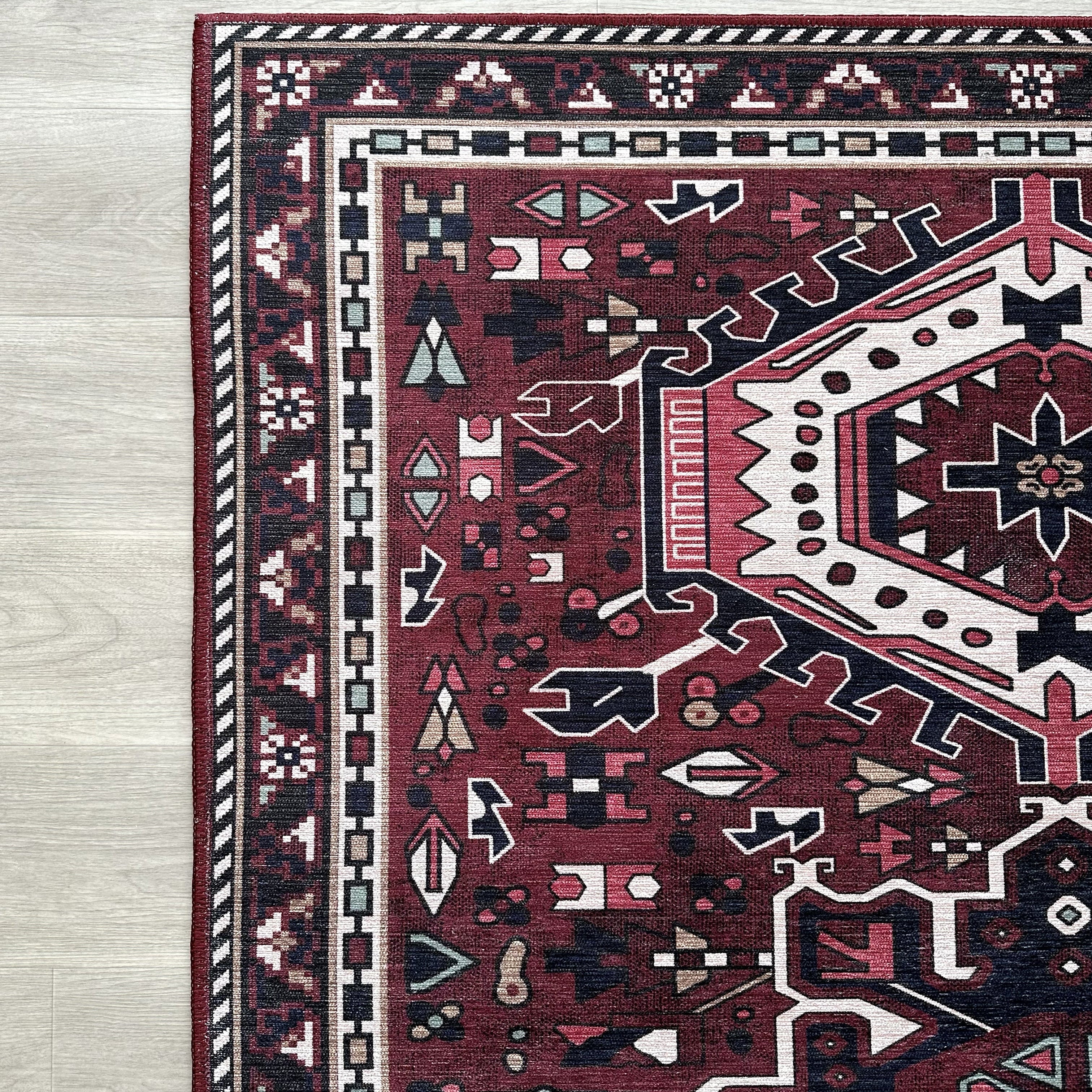 Elodie Red Burgundy Heriz Persian Rug