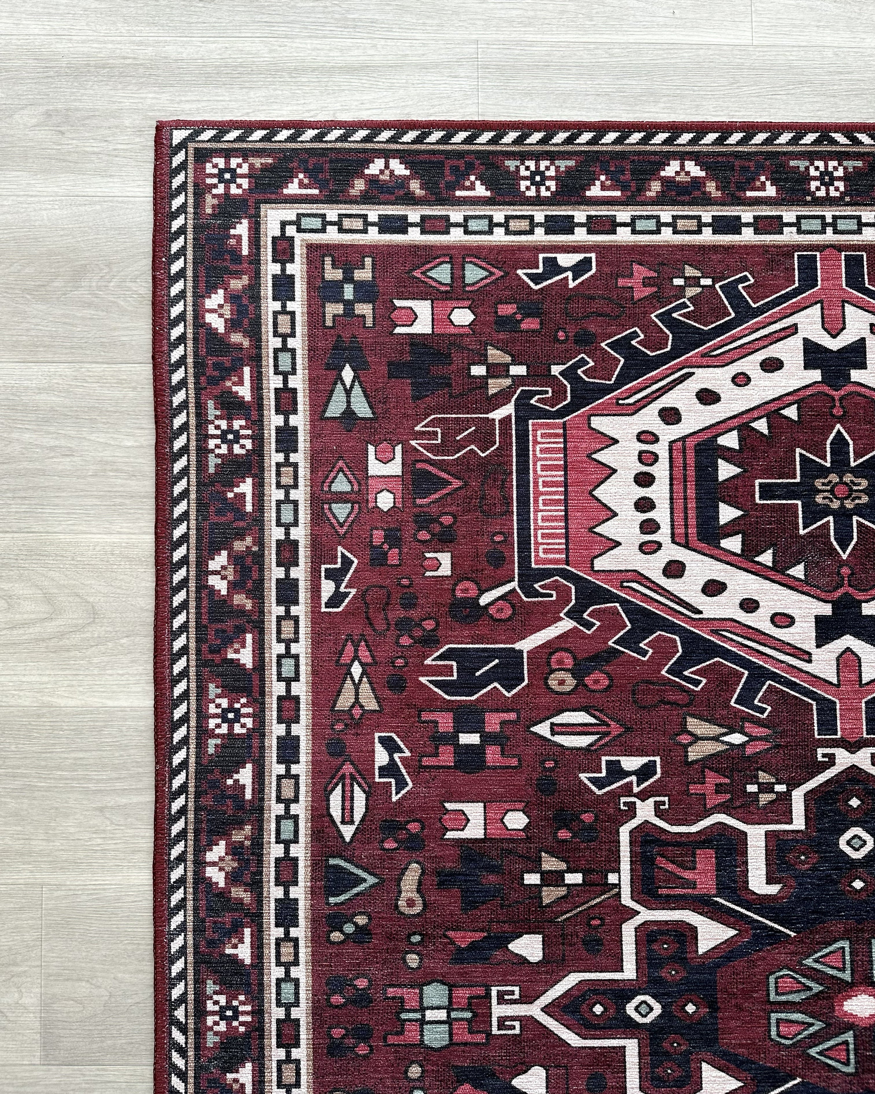 Elodie Red Burgundy Heriz Persian Rug