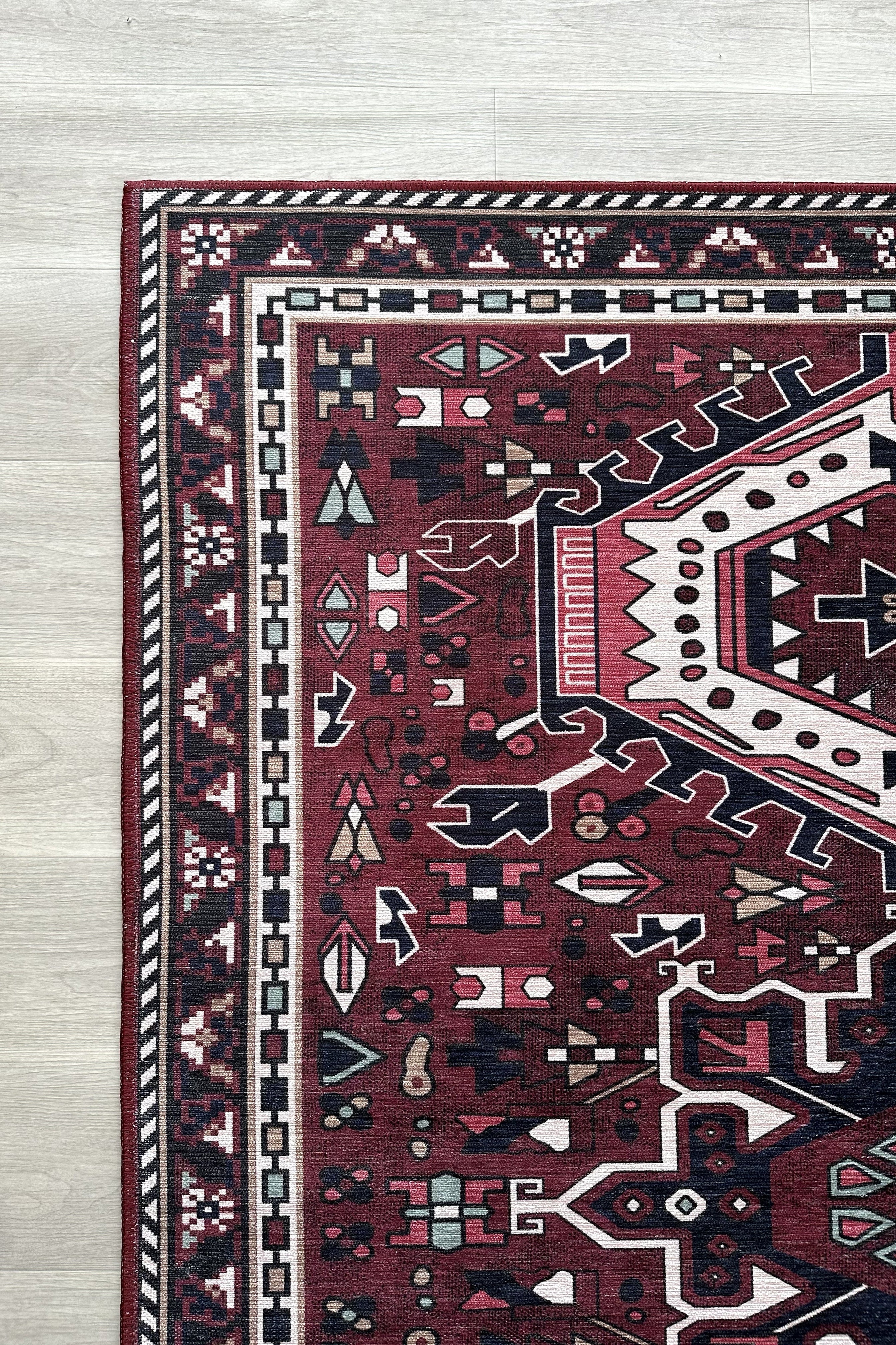 Elodie Red Burgundy Heriz Persian Rug