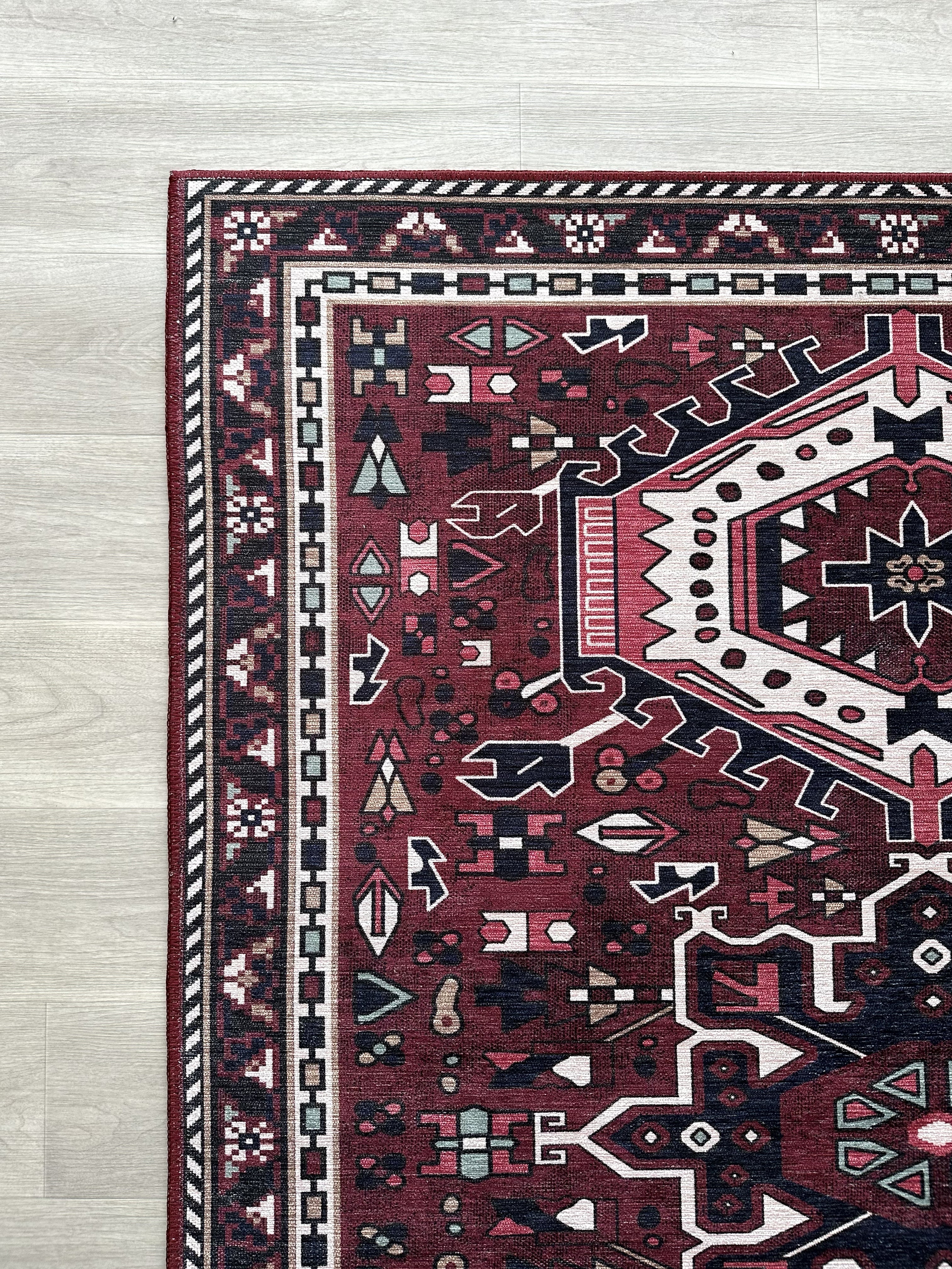 Elodie Red Burgundy Heriz Persian Rug