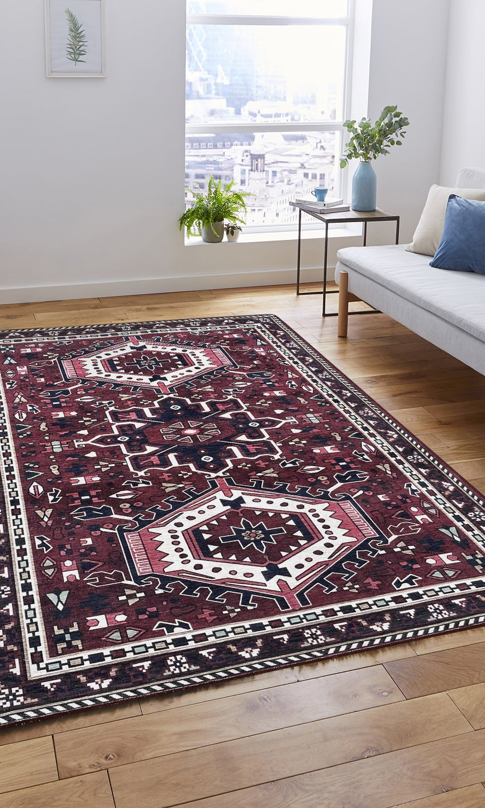 Elodie Red Burgundy Heriz Persian Rug