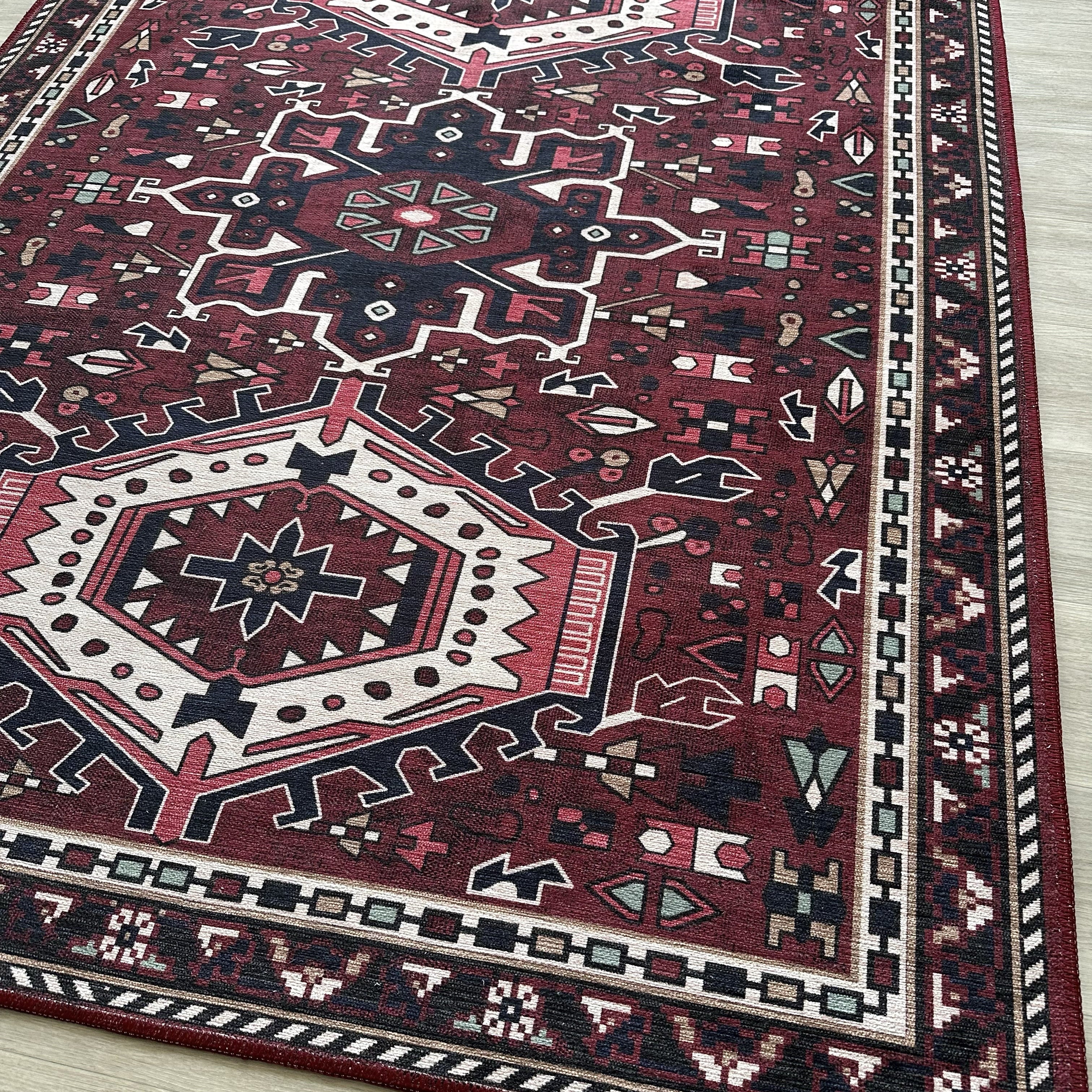 Elodie Red Burgundy Heriz Persian Rug