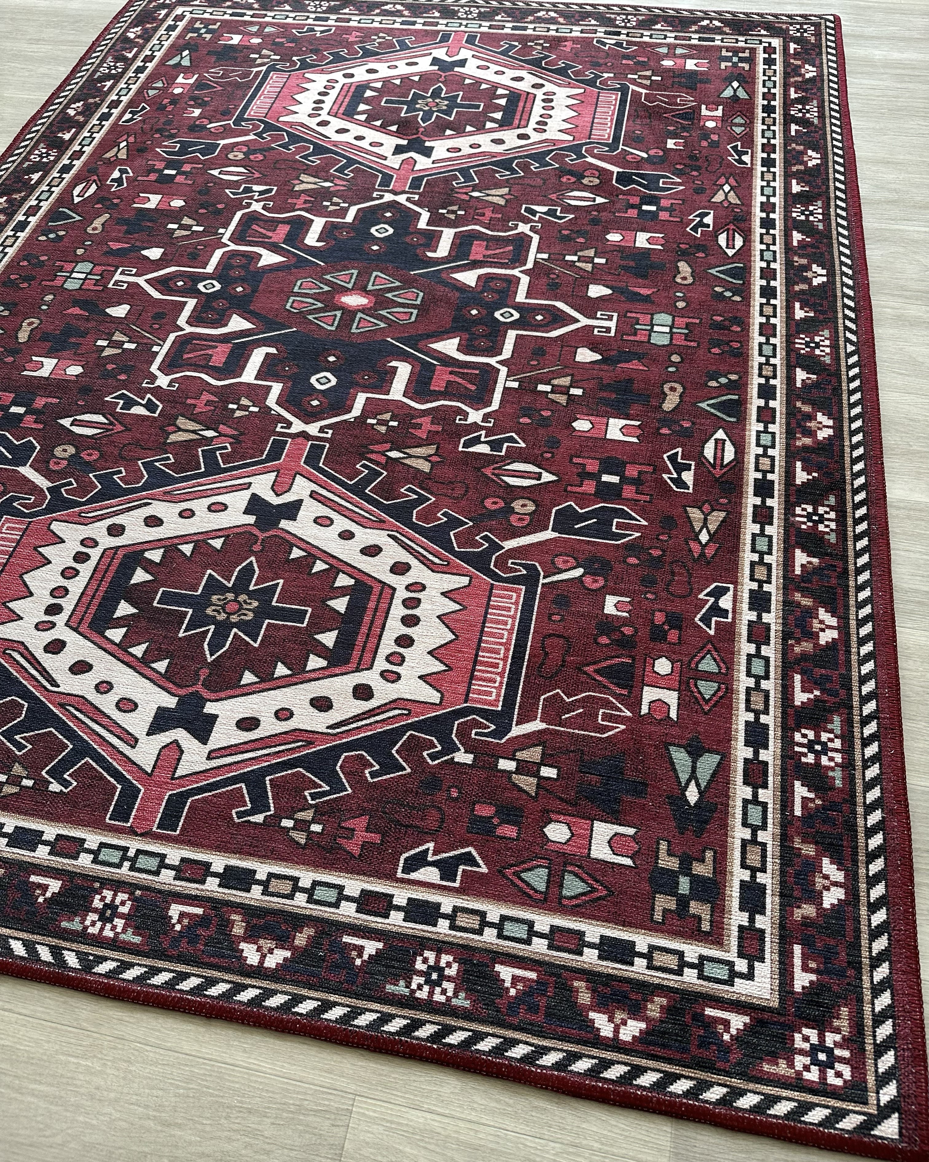 Elodie Red Burgundy Heriz Persian Rug