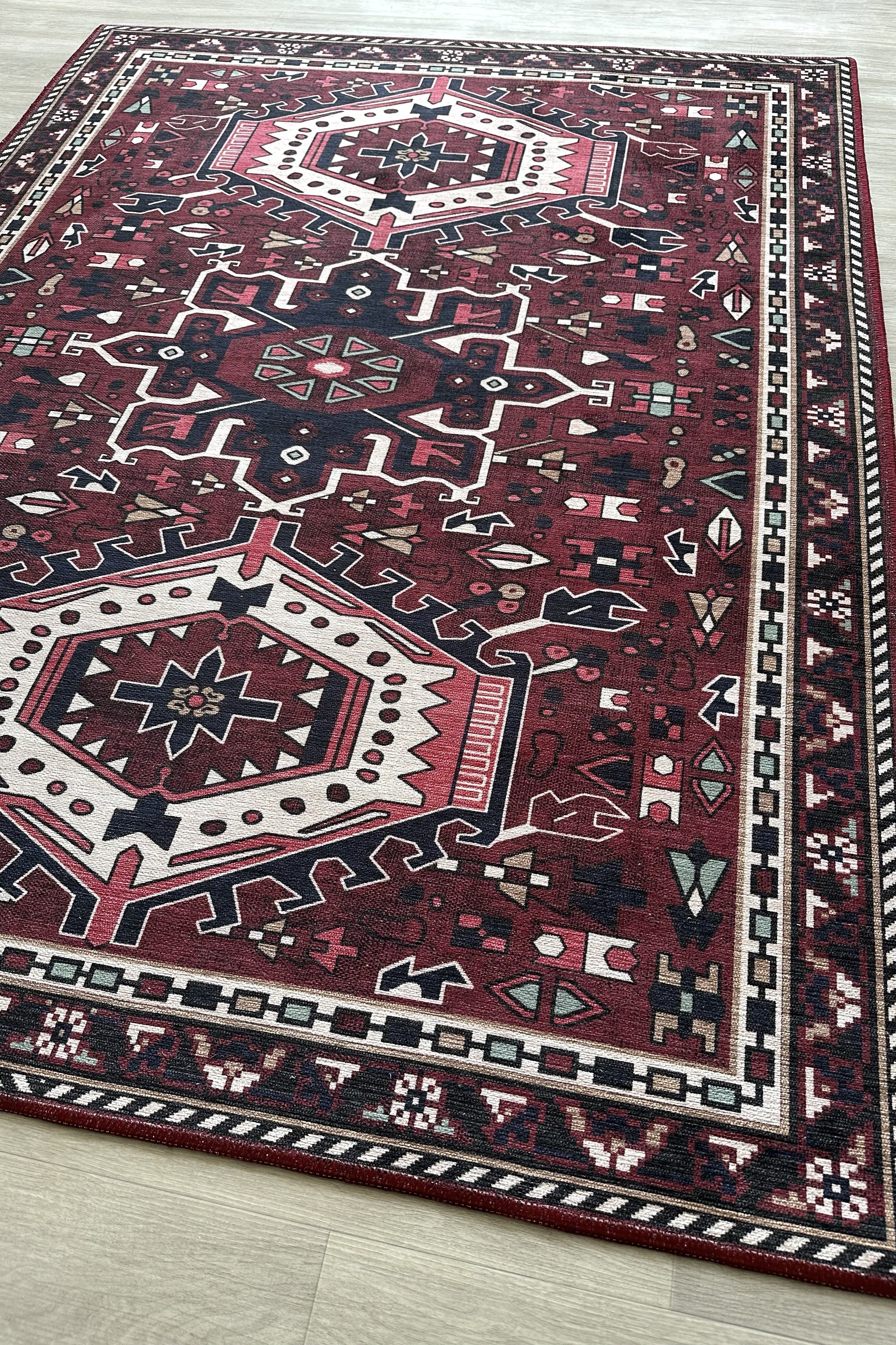 Elodie Red Burgundy Heriz Persian Rug