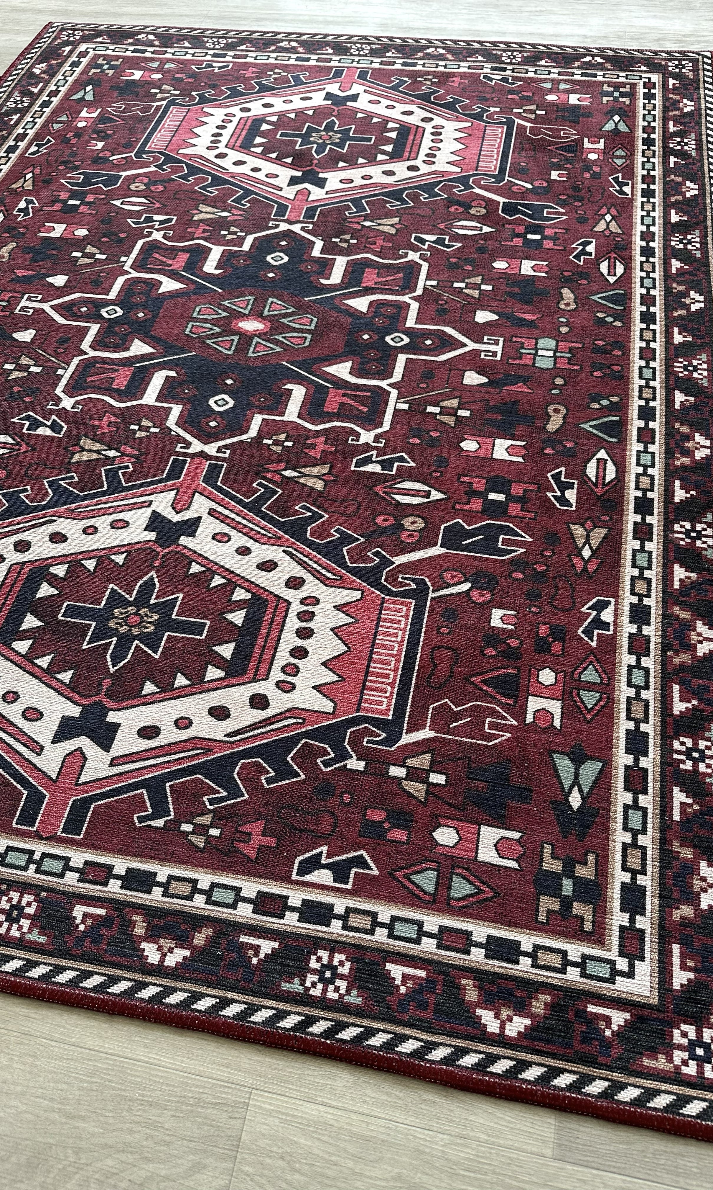 Elodie Red Burgundy Heriz Persian Rug